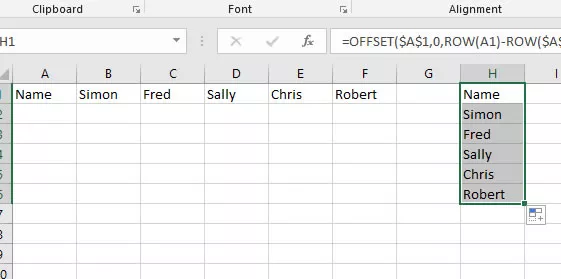 مقایسه با تابع OFFSET