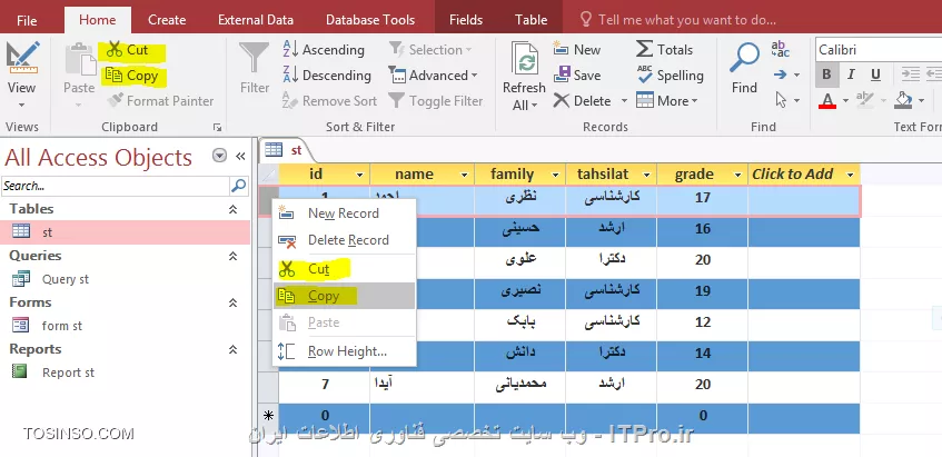 آموزش اکسس 2016 (Access) قسمت 10 :  کار با جداول 