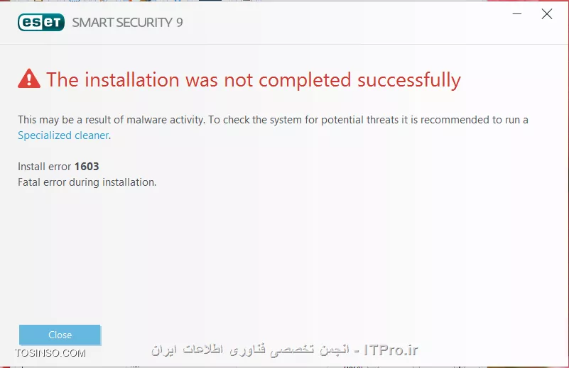 
با سلام
من بعد از این که فایل نصبی این برنامه رو گرفتم و بعد از این که از اینترنت دوباره فایل ایی مورد نظرشو برنامه اتوماتیک گرفت هنگام نصب این پیام اومد .. ؟!!
||http://tosinso.com/files/get/32395980-17d1-4ca6-bbf4-930974ba47dd||
