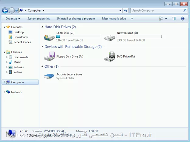 در ابتدا باید عرض کنم قصد توضیح دادن این نوع استورج را نداشتم چون همه با Acronis کار کرده اند و یک چیز بدیهی و ابتدائی می باشد. ولی در آموزشهای آتی با این قابلیت می توان سناریوهای جالب و کاربردی را بوسیله این استورج انجام داد که ناچار شدم این توضیحات را درباره این نوع استورج را در این سلسله آموزشها اضافه کنم. در این قسمت فقط نکات مهم و روش ایجاد این نوع استورج را توضیح میدم.خب!

!! نکات مهم
--
* Acronis Secure Zone یک پارتیشن یا یک Disk Drive می باشد که برای ذخیره سازی اطلاعات بر روی یک Managed Machine ایجاد می شود. 
* یکی از خصوصیات استفاده از این استورج پنهان شدن این پارتیشن از دید بسیاری از Applicationها و ویروسها می باشد.
* یکی از توصیه های Acronis استفاده از این Zone بر روی چند پارتیشن یا Disk drive می باشد. تا در برابر بعضی از حوادث اطلاعات شما بیمه باشد.
* یکی از مزیتهای این نوع استورج دسترسی سریع به اطلاعات می باشد که بر روی Managed machine قرار دارد و بصورت پراکند در شبکه پخش نیستن.
* و یکی از بزرگترین عیب های این استورج عدم توانائی ایجاد یک Secure zone بر روی دیسکتهای Dynamic می باشد.
* این نوع استورج را فقط در Vaults های نوع Personal قابل پیاده سازی می باشد و بر عکس استورج های Local می توان Backup setهای بقیه ماشینها را بر روی آن ذخیره کرد.
* شما در آن واحد بر روی یک Managed machine فقط می توانید یک Acronis Secure Zone ایجاد کنید.

! Create Acronis Secure Zone
--
برای ایجاد این استورج به یکی از Managed Machineهای که قصد ایجاد این استورج بر روی آن را دارید وصل شوید و وارد قسمت Vaults شوید و در بخش Personal گذینه Create Acronis Secure Zone را کلیک کنید:
||http://tosinso.com/files/get/212b9605-181f-442a-9aff-1c461f556ca6||
||http://tosinso.com/files/get/82881a55-4c3e-4244-b711-4431ba2dc2cf||
# دیسک و پارتیشنهای که قصد دارید این استورج از فضای خالی آنها استفاده کند را انتخاب کنید.
# سایز یا مقدار حجمی که برای Acronis Secure Zone استفاده می شود را مشخص کنیم.
# برای دسترسی به این استورج و تنظیمات آن می توانیم یک پسورد ست کنیم.
در آخر OK کنید.
||http://tosinso.com/files/get/5a43959f-8c25-4615-b7c2-347609c9ee72||
||http://tosinso.com/files/get/32aec4c4-fb46-48df-af97-8456a2b9b607||
مقدار حجمی که برای ASZ در نظر گرفته ایم Acronis برای خود رزرو می کند و بقیه فضای باقی مانند را به به دیسک یا پارتیشن واگذار می کند.
برای تعقیر Size این استورج می تواینم ASZ را انتخاب وگذینه Manage Acronis Secure Zone را کلیک کنیم و :
||http://tosinso.com/files/get/8c114282-6407-491f-8799-da3302e6456f||
--
موفق و پیروز باشید. 

نویسنده: احمد جهلولی 
منبع: |جزیره راهکارهای ذخیره سازی اطلاعات وب سایت توسینسو ::https://tosinso.com/virtualization|
نشر و کپی برداری، صرفاً با ذکر نام نویسنده و منبع مجاز می باشد. 