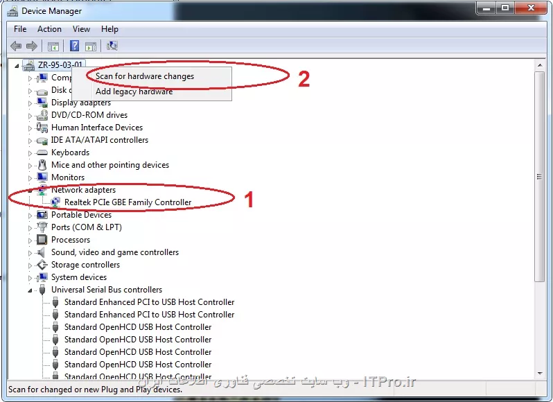 سلام علیکم جناب آقا رسول، خیلی ممنونم.
انجام دادم یعنی ابتدا طبق فرمایش شما از داخل device manager و از قسمت network adapter، کارت شبکه رو uninstall کردم ولی برای install دوبارۀ آن از مورد شمارۀ 2 در عکس زیر استفاده کردم، حال نمی دانم درست عمل کردم یا نه؟ در ضمن ریست هم کردم که نشد که نشد!
با تشکر.
||https://network.tosinso.com/files/get/32bf98be-9993-41c1-b8c9-eacb20faf96f||
