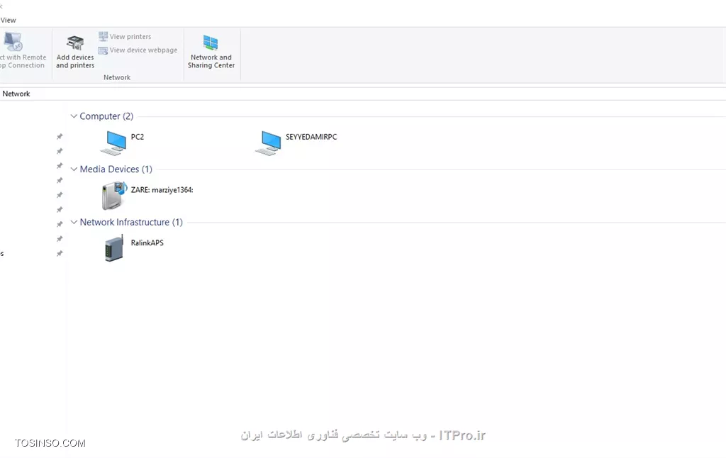 سلام دوستان با هیچکدوم از مشکلات بالا حل نشد اما من اومدم رنج های آی پی رو همراه با گت وی دادم به این صورت

یک سیستم: آی پی: 192.168.1.1 - گت وی: آی پی مودم که 192.168.1.1 هستش - ویندوز 8.1

سیستم بعدی : آی پی: 192.168.1.2 - گت وی: آی پی مودم - ویندوز 8.1
لپ تاب: آی پی: 192.168.1.3 - گت وی: آی پی مودم - ویندوز 10

الان اون تا کامپیوتر مثل قبل همدیگرو میبینن و لپ تاب رو هم میبینن و میتونن از منابعش استفاده کنن
اما لپ تاب من فقط یک کامپیوتر رو شناسایی کرده که pc2 هستش و seyyedamir هم لپ تاب خودمه
||https://network.tosinso.com/files/get/332589c4-ab76-4ee4-9800-1ae8e69853f8||
گفتم فرصت رو غنیمت بشمارم حداقل از همین یه سیستم استفاده کنم که با ارور زیر مواجه شدم
||https://network.tosinso.com/files/get/4b74b2af-98cb-4f86-b140-2afcbb42315f||

با اینکه تمام دسترسی ها انجام شده و در سیستم های دیگه این مشکل نیست.
