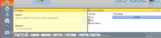 در این آموزش قصد دارم نحوه راه اندازی و استفاده از نرم افزار Net Support School رو بر روی VMware به صورت شماتیک توضیح بدم گرچه این روش در عمل کاربردی نداره ولی یک روش تمرینی خوب برای یاد گرفتن این نرم افزار کاربردی است. قسمت اول این اموزش مربوط به راه اندازی ماشین مجازی هست (اگر اشنایی دارید به بخش دوم مراجعه کنید) و بخش دوم استفاده از نرم افزار Net Support  ، در این مطلب آموزشی بر اساس یک سناریو نصب و راه اندازی VMWare و اتصال آنها به اینترنت و ایجاد یک شبکه داخلی و سپس راه اندازی نرم افزار کاربردی Net Support بر روی 3 ماشین VMWare که یکی از آنها به عنوان دستگاه معلم (Tutor) و 2 دستگاه دیگر به عنوان دانشجو (Student) شبیه سازی میشود.بر طبق این سناریو به ترتیب زیر 3 ماشین VMWare ایجاد میشود.
قدم اول : ایجاد یک ماشین مجازی جدید به ترتیب زیر:
||http://tosinso.com/files/get/c422d8d5-5359-4b5d-90c2-fcb1334963ef||
قدم دوم : یکی از دو حالت Typical یا Custom را انتخاب کرده و Next را میزنیم.
||http://tosinso.com/files/get/823e8f27-f990-4c0b-aecc-6d8c7c62d77e||
قدم سوم : در این مرحله میتوانیم محل فایل ایزوی ویندوز 8 را مشخص کرده و یا ان را به بعد موکول کنیم.
||http://tosinso.com/files/get/e76fa852-0add-402d-bf8f-fbc98eacfa0f||
قدم چهارم : در این مرحله نوع سیستم عامل و ورژن محصول را انتخاب میکنیم.
||http://tosinso.com/files/get/cf51fbad-5deb-4a73-a59a-382aec627b84||
قدم پنجم : نام ماشین مجازی را مشخص میکنیم.
||http://tosinso.com/files/get/3e1aa1aa-a0ca-4a3f-a1b6-4395d6e32c1f||
قدم پنجم : سپس با زدن Customize Hardware میتوانیم تنظیمات سخت افزاری ماشین مجازی را به دلخواه خود انجام دهیم.
||http://tosinso.com/files/get/25545a3a-c7b0-4914-b95c-03aed588ef1b||
قدم ششم : در این مرجله مقدار RAM ماشین مجازی را از طریق اسکرول تعبیه شده در سمت راست تعیین میکنیم
||http://tosinso.com/files/get/da09ec39-1df7-4d9b-aac9-fd883305fda9||
قدم هفتم : سپس تعداد پردازنده ها را مشخص میکنیم.
||http://tosinso.com/files/get/1d0edb30-b02e-40c6-85c2-5574c6e1d227||
قدم هشتم : در این مرحله حالت کارت شبکه خود را تعیین میکنیم. با توجه به شکل زیر 5حالت کارت شبکه مجازی در Vmware در نطر گرفته شده است که با توجه به سناریو NAT میتواند بهترین گزینه باشد.(نیاز به انصال هر ماشین به اینترنت بوده و ماشین ها باید به یکدیگر متصل شده و همدیگر را ببینند.)
||http://tosinso.com/files/get/f8e997b9-4baa-4268-86ad-4f2e0f0222f0||
قدم نهم : سپس مسیر فایل ایزوی سیستم عامل را تعیین میکینم.(در این سناریو هر 3 ماشین VM ویندوز 8.1)
||http://tosinso.com/files/get/87f047ce-6fe4-4f63-b3d0-e83871c302d7||
قدم دهم : سپس ویندوز 8 را نصب میکینم.
||http://tosinso.com/files/get/216fe59a-573e-4caa-ab1b-b3cd65d782ed||
قدم یازدهم : بعد از نصب هر VM میبایست برای هر ماشین VM Tools را هم برای راحتی کار و همچنین انتقال فایل نصب نرم افزار net support به ترتیب زیر نصب میکنیم
||http://tosinso.com/files/get/63d756e9-0dce-49e3-9133-8748cf1b65d6||
 قدم دوازدهم : همانطور که در شکل زیر میبینیم درایو مجازی VM Tools بر روی ماشین مجازی Mount شده و به راحتی کار نصب را انجام میدهیم.
||http://tosinso.com/files/get/e50fa9fe-5369-4f2f-9595-7865d66f7ae8||
قدم سیزدهم : فایل نصب نرم افزار Net Support را از سایت www.netsupportschool.com دانلود کرده و با توجه به نصب VM Tools فایل setup را به راحتی بر روی هر 3 ماشین کپی میکنیم.
||http://tosinso.com/files/get/3a7ac53b-a43d-4d6b-a562-f58857315000||
قدم چهاردهم : سپس بر روی ماشین Tutor فایل setup نرم افزار net support را اجرا کرده و آن را نصب میکنیم. و مراحل زیر را تا نصب کامل نرم افزار طی میکنیم.
||http://tosinso.com/files/get/1649c9b5-40b6-4119-87ab-30d4c5267f1f||
||http://tosinso.com/files/get/458a6a5a-586b-49d4-8109-ecc8097e1ae5||||http://tosinso.com/files/get/96eafb8c-56d5-477e-81ed-88eac296b9d5||
قدم پانزدهم : در این مرحله نوع کاربری net support را مشخص کرده که بر طبق سناریو برای یک ماشین Tutor و برای 2 ماشین student را نصب میکنیم.
||http://tosinso.com/files/get/36d33d42-ebea-40f2-980b-3f4f6ae16b1b||
||http://tosinso.com/files/get/db9bcd32-9c35-4e83-a9dd-cdb9e4ef1133||
قدم شانزدهم : بعد از اتمام نصب net support بر روی 3 ماشین مجازی در صورتی که هر 3 ماشین دسترسی به اینترنت نداشته باشند مراحل زیر را انجام میدهیم. ابتدا از منوی Edit گزینه Virtual Network Editor  را انتخاب کرده.
||http://tosinso.com/files/get/c7dc2761-ebdd-41a8-81d8-69dc5c804b73||
قدم هفدهم : با توجه به سناریوی تعیین شده برای هر 3 ماشین کارت شبکه در حالت NAT قرار داده شده در Virtual Network Editor بر روی VMnet 8 کلیک کرده تا تنطیمات NAT برای ماشین مجازی را انجام دهیم. همینطور که مشخص است کارت شبکه  در حالت NAT که بر روی سیستم عامل کامپیوتر میزبان ایجاد شده دارای محدوده IP : 192.168.113.0 بوده و بنابراین به منطور ایجاد ارتباط بین 3 ماشین مجازی این 3 ماشین هم باید از همین range ای پی اختصاص داده شود. به این منظور باید تیک use local DHCP service to distribute ip address to VMS را زده تا به هر سه ماشین از رنج IP مورد نطر به صورت اتوماتیک داده شود.(با این کار هم دسترسی به اینترنت برای 3 ماشین فراهم شده و هم هر 3 ماشین همدیگر را دیده و میتوانند با یکدیگر ارتباط درون شبکه ای داشته باشند.
||http://tosinso.com/files/get/3424910e-2f2b-4255-866e-2e8218e5e0ae||
بعد از این کار بر روی ماشین Tutor  آی پی های 2 ماشین دیگر را ping کرده تا از داشتن ارتباط اطمینان حاصل کنیم. بدین صورت هر 3 ماشین مجازی آماده برقراری ارتباط از طریق net support را داشته و میتوانیم محیط آموزشی net support را استفاده کنیم.
1- ایجاد یک room مجازی در ماشین Tutor: با اجرای نرم افزار net support پنجره زیر باز شده و استاد باید فیلدهای مربوطه را به ترتیب زیر پر کرده و سپس اتاق مجازی آموزشی را ایجاد کند.
||http://tosinso.com/files/get/20e36747-eb63-4f1c-9b77-ff19a8514c73||
2- بعد از کلیک کردن بر روی دکمه new پنجره زیر باز شده و استاد باید یکی از حالتهای زیر را به عنوان شروع کننده کلاس انتخاب کند. مورد اول Room Mode میباشد که این حالت به شما اجازه میدهد که کامپیوترهای داخل یک کلاس را گروه بندی کرده و دانشجویان میتوانند به این اتاق اموزشی برای شروع کلاس بپیوندند. حالت دوم  PC Mode میباشد که به شما اجازه میدهد که یک تعدادی کامپیوتر را که با هم در یک اتاق در اتصال هستند از طریق کابل را به هم متصل کرده و یک کلاس مجازی آموزشی تشکیل دهید. حالت سوم User Mode میباشد که به شما اجازه میدهد یک تعداد دانشجو را با استفاده از پروفایل های انها به کلاس اضافه کنید. حالت چهارم یک حالت ساده بوده که در ان شما به سادگی میتوانید شبکه موجود را جستجو کرده و همه دانشجویان را به کلاس مورد نظر اضافه کنید.
در این سناریو ما از حالت دوم استفاده میکنیم.
||http://tosinso.com/files/get/6b6cc5f8-5dcb-4fc8-8146-14b1744ccfa2||
3- در این مرحله پنجره Create Class باز شده و در این مرحله باید PC های دانشجویان کلاس را ابتدا جستجو کرده و سپس همه انها رو به کلاس اضافه کنیم.
||http://tosinso.com/files/get/be28d2da-cf20-4773-b06f-c3fdb16da00a||
||http://tosinso.com/files/get/7661349e-a09e-4f09-92e9-af40f2774d9b||
4-دبعد از ایجاد کلاس پنجره اصلی نرم افزار به صورت زیر میباشد و دانشجویان اضافه شده قابل روئیت میباشند.
||http://tosinso.com/files/get/4b4fd644-7999-4cf0-a5d8-3299d62a5923||
5- تب دوم این اجازه را به استاد داده تا نمایی از desktop های دانشجویان حاضر در کلاس را روئیت کرده و به نوعی انها را کنترل کند. علاوه بر ان استاد قادر است با کلیک کردن بر روی هر کدام از پنجره های پیش نمایش دسکتاپ دانشجویان به صورت remote به کامپیوتر دانشجوی مورد نظز دسترسی پیدا کند.
||http://tosinso.com/files/get/ace1446a-e122-460d-9987-f9b463cb2894||
6- در تب سوم که با ایکون های هد ست مشخص شده است استاد قادر است با کلیک بر روی Announce نوعی اطلاع رسانی را به دانشجویان ارسال کند. علاوه بر این استاد قادر بوده که با برداشتن تیک های بلندگو و میکروفون انها را از در کامپیوترهای دانشجویان از کار بیندازد.
||http://tosinso.com/files/get/9f032a1c-4787-4699-b565-85d2642adce8||
||http://tosinso.com/files/get/0379be7c-1a46-4d1c-b867-a36e50371cf6||
7-  در تب بعدی استاد قادر بوده که انواع سوالات را برای کل کلاس یا بخشی از کلاس مطرح کرده و جواب را هم از سوی دانشجویان دریافت کند.
||http://tosinso.com/files/get/c43fd40a-56a3-4579-afa2-0d3c41e151c3||
اولین مدل از سوالات First to answer میباشد که استاد با مطرح کردن یک سوال در کلاس گزینه مورد نظر را کلیک کرده و دانشجویان بر روی کامپیوترشان با پیغام زیر مواجه شده و اولین دانشویی که بر روی answer کلیک کند قادر خواهد بود تا سوال را جواب دهد.
||http://tosinso.com/files/get/95439e52-493b-4c49-9402-0a32e6e1f655||
||http://tosinso.com/files/get/38b943ed-8471-4716-adaf-fb8c6d71ded0||
بعد از پاسخ دادن به سوال بر روی پروفایل دانشجوی مورد نطر به شکا زیر 2 گزینه تیک و ضربدر در اختیار استاد قرار گرفته و صحیح یا نا درست بودن پاسخ دانشجوی مورد نظر را میتواند تعیین کند. 
||http://tosinso.com/files/get/a7d4b650-28eb-4d96-9b8f-c848ea3d257f||
در صورت درست بودن پاسخ دانشجوی مورد نظر یک ستاره به عنوان جایزه دریافت میکند.
||http://tosinso.com/files/get/fe29b122-7d8d-4d88-9c36-c5a5c5ab42fc||
نوع دوم سوال Enter an answer میباشد .
||http://tosinso.com/files/get/f0be3aa6-ecc8-4a26-83aa-4baf570f662d||
در این حالت استاد پاسخ صحیح را در کادر مورد نظر وارد کرده و بعد از مطرح کردن سوال بر روی Go کلیک کرده .
||http://tosinso.com/files/get/fea2b766-7725-41c2-952c-fadb8d7d2639||
همانطور که در شکل زیر نشان داده شده به محض کلیک کردن Go توسط استاد پنجره ای به شکل زیر در PC های دانشجویان ظاهر شده است
||http://tosinso.com/files/get/4e008f76-53c9-4d19-a40e-2e7d0117e3c1||
 و بعد از اتمام زمان تفکر دانشجویان قادر به پاسخگویی خواهند بود.
||http://tosinso.com/files/get/386151ee-a2eb-4cea-b35f-49f6fdb431e1||
بعد از پاسخگویی به سوال دانشجویان به شکل زیر از پاسخ دیگر دانشجویان مطلع میشوند و میتوانند خود را نسبت به کلاس ارزیابی کنند.
||http://tosinso.com/files/get/b9086a56-03ff-4c51-8ccd-47b4fdc36cd7||
همچنین استاد بعد از پاسخگوی دانشجویان به شکل زیر از پاسخ انها مطلع خواهد شد که رنگ قرمز نشان دهنده پاسخ اشتباه و رنگ سبز نشان دهنده دانشجویانی است که پاسخ صحیح را وارد کرده اند.
||http://tosinso.com/files/get/9ea7cab7-6aa7-4e01-9c4e-94cbfab24849||
در تب بعدی استاد قادر خواهد بود تا نوعی محدودیت برای دانشجویان کلاس از لحاظ دسترسی به  وب سایت های مختلف تعیین کندو ستون سمت راست برای وب سایت های ممنوعه بوده که استاد با کلیک بر روی علامت مثبت (سبز رنگ) وب سایت های ممنوعه را تعیین کند و در اینصورت دانشجویان قادر نخواهند بود به وب سایت های مذکور دسترسی پیدا کنند.
||http://tosinso.com/files/get/d8048463-751d-4453-ae99-dcd5a8c7405b||
از ستون چپ نیز استاد قادر بوده تا وب سایت های مورد تایید را اضافه کند و اجازه دسترسی را به دانشجویان داخل کلاس به وب سایت های مذکور بدهد.
||http://tosinso.com/files/get/589718f6-fc60-49b9-9985-800e2d2eb8f8||
علاوه بر این استاد قادر بوده با استفاده از دکمه های پایین صفحه  همه وب سایت ها را بلاک کند.
||http://tosinso.com/files/get/0f56aec7-c81f-4ee3-80c6-c9c1d1f93930||
در تب بعدی استاد قادر خواهد بود نوعی همه پرسی از کلاس انجام داده تا به نتیجه مورد نظر با استفاده از جواب ها برسد.
||http://tosinso.com/files/get/111fb50a-c772-4a68-85c9-6a3786756ebd||
در این تب ابتدا استاد سوال رو مطرح کرده و نوع پاسخ را از نوار کیک کشویی زیر response انتخاب کرده و سپس بر روی send کلیک کرده و ان را برای همه دانشجویان ارسال کند.
||http://tosinso.com/files/get/fe6c9156-519e-43a2-8ef5-b14047da890c||
به محض ارسال سوال پنجره زیر برای همه دانشجویان باز شده و میتوانند به سوال پاسخ دهند.
||http://tosinso.com/files/get/4700ffba-1dec-4e2f-a5f6-e13b72993e86||
بعد از پاسخ دادن همه دانشجویان استاد قادر خواهد بود تا از ستون سمت راست درصدی از پاسخ های تعیین شده را مشاهده کرده و ارزیابی مورد نظر را از سوال خود انجام دهد.
||http://tosinso.com/files/get/3371a176-c0f2-44e0-b907-2437197d2d3f||
تب بعدی دسترسی پرینتر به دانشجویان میباشد که استاد با استفاده از دکمه های پایین پنجره میتواند عملیات پرینت را متوقف و بلاک و یا برای همه دانشجویان آزاد کند.
||http://tosinso.com/files/get/6efcb071-3ec3-4396-858e-73aa8fe0ab01||
در تب بعدی استاد قادر خواهد بود تا فرایند مانیتورینگ فعالیت های دانشجویان را با کلیک بر روی Monitor Activity فعال یا غیر فعال کند و علاوه بر ان از این تب استاد قادر است دانشجویان را بلاک کند. 
||http://tosinso.com/files/get/2b3ac1f5-48b6-4860-8f14-02fe9e29cc53||
در تب بعدی استاد میتواند سطح دسترسی دانشجویان را به CD/DVD و USB تعیین کند.
||http://tosinso.com/files/get/f2d8851f-a280-4c91-b15f-781145d9dd4a||
آخرین تب یکی از پر کاربردترین تب ها بوده که استاد قادر است با ایجاد یک صفحه White Board تدریس را انجام دهد. برای نمایش White board برای همه دانشجویان استاد بر روی Show کلیک کرده که به محض کلیک صفحه White Board بر روی مانیتور دانشجویان ظاهر میشود. در این صفحه ابزارهای زیادی برای تدریس همچون ایجاد متن و استفاده از قلم و خطوط و اشکال مختلف به تدریس بپردازد. علاوه بر ان استاد میتواند رنگ قام و ضخامت ان و همچنین فونت متن ها را تغییر دهد و در نهایت میتواند صفحه کذکور را ذخیره و صفحه جدیدی ایجاد کند.
||http://tosinso.com/files/get/ada000e7-0f9b-43af-9c34-a189be039f81||
یکی از منوهای کاربردی در این نرم افزار استاد میتواند تکالیف مورد نظرش را برای دانشجویان به طریقه زیر ارسال کند.
||http://tosinso.com/files/get/2896704a-8fdd-4dae-9f3b-b79a39014eeb||
بعد از انتخاب Send Work پنجره زیر باز شده و استاد میتواند تکلیف کورد نظر را که در قالب یک فایل text ذخیره کرده است را انتخاب کرده و همچنین تایین کند که فایل مورد نظر در چه مکانی از PC های دانشجویان کپی شود.
||http://tosinso.com/files/get/c0e03536-c30b-4855-bab8-66fbb6028b8f||
 سپس با کلیک بر روس send فایل text بر روی PC دانشجویان کپی میشود .
||http://tosinso.com/files/get/57210fb5-f5ce-4204-8db9-cffb9c23b4b9||
و دانشجویان قادر خواهند بود که فایل مورد نطر را باز کنند و محتویات تکلیف تایین شده از طرف استاد را ببینند.
||http://tosinso.com/files/get/b123fd5a-c981-4f8e-93a2-6f8b19764f49||
از دیگر منوهای کاربردی برای استاد ایکون های Lock , Unlock می باشد که استاد در صورتی که نیاز داشته باشد از دیدن صفحه نمایش خود برای دانشجویان جلوگیری کند بر روی Lock کلید کند.
||http://tosinso.com/files/get/7cd4174b-5e72-4557-8829-a89cd38b499d||
به محض کلیک استاد بر روی Lock صفحه نمایش PC های دانشجویان به وضع زیر خواهد درامد.
||http://tosinso.com/files/get/824e86cf-bae2-4893-b83f-98eee194ff4d||
از منوی show استادی میتواند صفحه نمایش خود را به حالتهای مختلف برای دانشجویان برای انجام تدریس در بیاورد.
||http://tosinso.com/files/get/dab9a896-a5ad-43d2-ab1c-3dfaa806d6c6||
نحوه حضور و غیاب با استفاده از نرم افزار Net Support به شکل زیر بوده و استاد با کلیک بر روی منوی Student register انها را در کلاس ثبت نام کند. 
||http://tosinso.com/files/get/3c183ee7-76e8-4582-b18d-21d93a276350||
به محض کلیک استاد بر روی register پنجره ای به شکل زیر بر روی صفحه نمایش دانشجویان ظاهر شده که دانشجویان موظف به پر کردن فیلدهای خالی بوده و ان را تایید کنند.
||http://tosinso.com/files/get/9ada9676-2aec-4af3-a76a-2d1cd9668e05||
بعد از انجام حضور و غیاب استاد میتواند یک گزارش از ان را در قالب یک فایل با پسوند .csv ذخیره کند.
||http://tosinso.com/files/get/360717e1-6f4f-4c6f-b18d-85197b6afa0f||
همچنین استاد میتواند با کلیک بر روی registration report کلیک کند.
||http://tosinso.com/files/get/773a472f-124e-4362-b5ee-6a18a228ae53||
به محض کلیک بر روی registration report میتواند گزارشی از دانشجویان حاظر در کلاس و فعالیت های انها مشاهده کند.
||http://tosinso.com/files/get/c499c1b6-048b-4abb-a841-0fa9fb9c26cf||
از دیگر قابلیت های این نرم افزار chat , ارسال پیغام خصوصی از طرف استاد به دانشجویان میباشد.
||http://tosinso.com/files/get/e14a8f27-cb16-4a9f-aa1a-b020b050abd5||
در شکل زیر نمونه ای از محیط chat باز شده توسط استاد با یک دانشجو میباشد.
||http://tosinso.com/files/get/d3ee9b19-2dcb-45cf-add0-d4c87dba65cc||
در پایان استاد میتواند کلاس را به طرز زیر به پایان برساند.
||http://tosinso.com/files/get/13c9666a-fb77-4b8b-bddd-d6aedc050515||


نویسنده : رضا حاج فرج 
منبع : |جزیره مجازی سازی وب سایت توسینسو::https://tosinso.com/virtualization|
هر گونه کپی برداری بدون ذکر منبع غیر اخلاقی است. 
