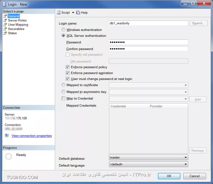 ایجاد کردن کاربر در SQL سرور 2008