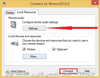 دوست گرامی شما باید با استفاده از Hyper-V Enhanced Session Mode از منابع سیستم هاستتون استفاده کنید از این طریق میتونید به آیتم های زیر دسترسی داشته باشید :
<left>

      Display Configuration
     Audio redirection
     Printer redirection
     Full clipboard support (improved over limited prior-generation clipboard support)
     Smart Card support
     USB Device redirection
     Drive redirection
     Redirection for supported Plug and Play devices

<left>
اول از همه مطمئن شید که Remote desktop services در ماشین مجازیتون استارت شده باشه من خودم سر این کلی سرکار رفتم :)
برای اینکار  Logo + R وبعد services.msc و طبق عکس
||http://virtualization.tosinso.com/files/get/45c57e45-10c3-40be-bf74-ef2b769d3979||
مرحله بعد Hyper-V Manager رو اجرا و روی ماشینتون راست کلیک کرده و Hyper-V settings را انتخاب نمائید
||http://virtualization.tosinso.com/files/get/c9674443-d0b6-475f-bbfe-20338d7c0b6a||
حال در قسمت Enhanced Session Mode policy تیک Allow Enhanced Session Mode رو بزنید
||http://virtualization.tosinso.com/files/get/0e323d96-6997-466c-8656-c05735b89ce1||
در قسمت Enhanced Session Mode تیک Use Enhanced Session Mode رو هم بزنید
||http://virtualization.tosinso.com/files/get/8e1a04be-dd84-48ee-9015-2797dc68fe55||
 حالا ماشینتون رو Connect کنید وباید عکس زیر رو ببینید
||http://virtualization.tosinso.com/files/get/0712db89-5500-42ab-8456-145f0585e12a||
برای تنظیمات صدا از اینجا Local Resources
||http://virtualization.tosinso.com/files/get/33efb93a-e486-49be-817a-5fdb9f89dabe||
و سایر قسمت ها از More استفاده کنید تا از USB و مثلا دوربین کنن یا پرینتر و هارد اکسترنال یا درایوی که بعدا قصد اتصال اون رو دارید بتونید استفاده کنید
 ||http://virtualization.tosinso.com/files/get/62abfe89-edee-4381-9786-dab9ab29bcdd||
||http://virtualization.tosinso.com/files/get/46b94ded-f220-4397-ae76-e6bd726a33ab||
||http://virtualization.tosinso.com/files/get/45205fd8-6715-4443-a47f-490e96badb77||
دیگه شما از داخل ماشینتون به تمام این آیتم ها دسترسی خواهید داشت
