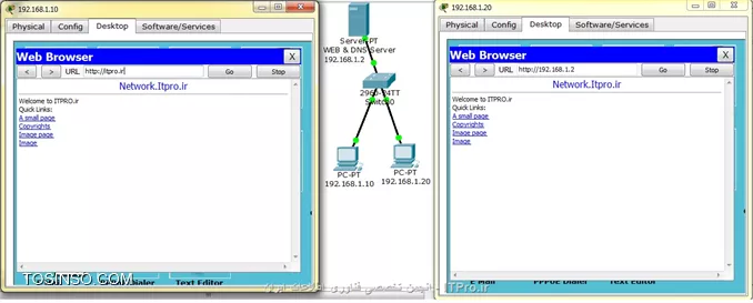   WEB & DNS Server در نرم افزار Packet Tracer