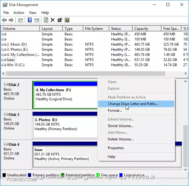 مراحل زیر را به ترتیب پیش ببرید:

1. وارد کنسول Disk Management شوید و بر روی درایوی که میگین نام نداره راست کلیک کنید و گزینه Change Drive Letter and Path را انتخاب کنید
<center>
||http://network.tosinso.com/files/get/34d3af0b-77e6-45c1-89ee-a8e9176620df||
<center>
2. در پنجره ای که برایتان باز خواهد شد بر روی دکمه Add کلیک کنید
<center>
||http://network.tosinso.com/files/get/9b1de34b-f8f9-4352-9dcb-d887e3cfab61||
<center>
3. و در نهایت در صفحه دیگری که برایتان باز خواهد شد، یکی از حروف الفبای انگلیسی که بیانگر درایوتان خواهد بود را انتخاب و OK را بزنید
<center>
||http://network.tosinso.com/files/get/5fb15760-9b7c-46b7-a3da-e430d39756fb||
<center>
اکنون اگر به My Computer بروید هارد دیسک اکسترنال یا فلش تان با همان Drive Letterی که برایش انتخاب کردید به نمایش در آمده است.
تمااااااااااااااااام
