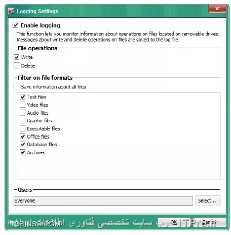 !! اجازه نوشتن روی USB flash برای کاربران دومین 
در این آزمایش تنظیمات  Device Control را برای Kaspersky Endpoint Security policy طوری تنظیم می کنیم که کاربران دومین بتوانند تحت Domain users group قابلیت نوشتن روی فلش مموری ها را داشته باشند 

- Security-Center

1- وارد پراپرتیس KES 10 SP2 workstation policy شوید 

2- وارد منو Device Control شوید 

3- حالا روی Removable drives و روی Logging کلیک کنید 

||https://tosinso.com/files/get/4d2aa176-83a9-4e12-a939-35f3c7b1a038||

4- روی Select کلیک و در گروه Everyone روی OK کلیک کنید 

||https://tosinso.com/files/get/34d8a032-0fcb-4c91-8b12-421841a7f028||

5- روی تب Trusted devices سوییچ کنید 

6- روی Add کلیک کنید 

7- روی لیست گزینه Devices by ID انتخاب شود 

8- در Computer name و بنویسید PC1 و روی Refresh کلیک کنید 

9- روی خودتان USB drive  کلیک کنید 

||https://tosinso.com/files/get/b6874ae2-cfc0-4a12-955e-d384702b2abb||

10- کلیک Select و بر روی Domain Users مدنظرتان کلیک کنید و OK را بزنید 

||https://tosinso.com/files/get/16e2fc06-c986-4e5b-b22b-b1dc5de6ab67||

11- بر روی Advanced Settings\Reports and Storages کلیک کنید 

||https://tosinso.com/files/get/9290ea0d-d3a7-4380-a6c1-b70837f14c16||

12- در Notifications روی Settings کلیک کنید 

||https://tosinso.com/files/get/6733bbf7-0a10-4893-bd78-040833060941||

13- بر روی Device Control کلیک کنید 

||https://tosinso.com/files/get/73fd6ae7-d95d-461b-a16c-2dcb1d385122||

14- انتخاب کنید Save in local log و بخش رخدادی File operation performed رفته و روی OK کلیک کنید 

||https://tosinso.com/files/get/0855fe96-a856-4f70-afb4-6b95ee272b08||

15- پالیسی را OK کنید و صبر کنید تا پالیسی اعمال شود 

16 حالا فایلی را داخل فلش مموری در کپی کنید ( PC1 ) اینجا فایلی را به نام invoice.txt را قرار دادیم 

17- مطمئن شوید که Kaspersky Endpoint Security اجاره نوشتن را داده است 

18- انتخاب کنید Administration Server و داخل تب Reports شوید 

19- انتخاب کنید Report on file operations on removable drives

20- داخل گزارشات روی Show report کلیک کنید 

||https://tosinso.com/files/get/5e2e7578-7d37-40b1-9278-63d5df9ed0df||

21- شکل نهایی گزارش به صورت زیر باید باشد 

||https://tosinso.com/files/get/2cbc4314-18c5-49e3-94f7-6b73a106998e||

نویسنده : سید احمد توسلی
منبع : |جزیره امنیت اطلاعات و ارتباطات وب سایت توسینسو::https://tosinso.com/security|
هرگونه نشر و کپی برداری بدون ذکر منبع و نام نویسنده دارای اشکال اخلاقی است