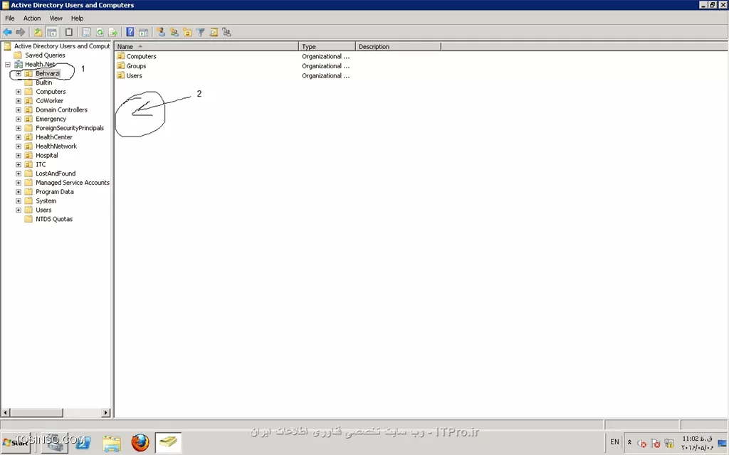 با سلام وخسته نباشید خدمت همهitpro های عزیز 

 
ببخشیدمن میخوام چندتا یوزر با هم در cmd وارد کنم اما هر کار میکنم نمیشه یک عکس از دامین و ou ای که قرار هست توش یوزر بسازم براتون فر ستادم و میخوام یوزری در ou مشخص شده بسازم||http://tosinso.com/files/get/36263cb1-d866-4575-b569-1e8821cc0ed2||
با این دستور که تویه یک فایل .bat ذخیره کردم
dsadd user cn=%1 ou=Behvarzi,dc=Health,dc=net -tel%2 -pwd%3

اما زما نی که تویه cmd میزنم که اضافه کنه خطا میده
دستوری که در cmd وارد میکنم


||http://tosinso.com/files/get/86115c07-ea83-48b2-9df9-d4caaafb3745||




ممنون میشم اگه راهنمایی بفرمایید. 