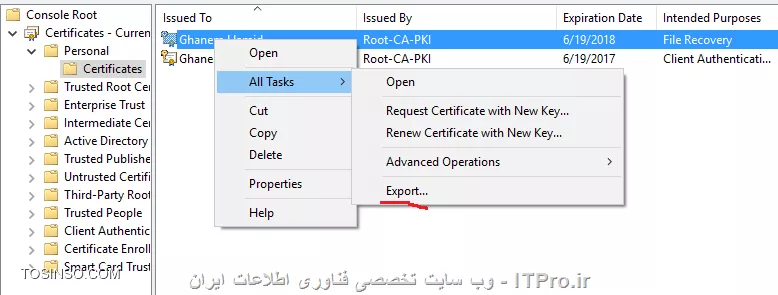 ایجاد Data Recover Agent برای رمزگشائی کردن فایلهای کاربران در Domain