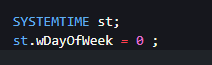 Defining a variable of type SYSTEMTIME