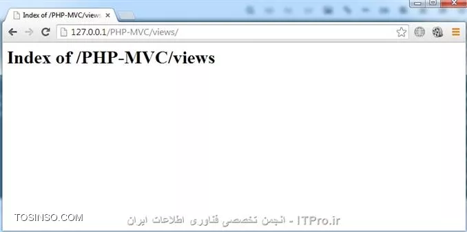 سلام به همه دوستان گلم در ITPro ابتدا قبل از شروع این قسمت یه عذر خواهی کنم بایت وقفه طولانی که ایجاد شد بین قسمت قبلی و این قسمت ، خوب توی قسمت قبلی درباره ErrorDocument ، Redirects  و password protection توضیح دادم و توی این قسمت توضیحات تکمیلی .htaccess براتون میگم بهمراه کد نویسی MVC  . نکته مهم : قبل از اینکه فایل .htaccess بسازید و توش کد بنویسید، برید توی فایل httpd.conf (اگه از wamp استفاده میکنید برید توی منوی wamp توی قسمت apache) و این خطی که در زیر انتخابش کردم پیدا کنید و اگه اول خط، کاراکتر # داشت ، کاراکتر # از اول خط پاک کنید و فایل ذخیره کرده و wamp ریستارت کنید . 
||https://tosinso.com//files/get/370a523a-186b-4d5a-b48f-5af01e053d2a||
4) Deny visitors by IP address : میتونیم جلوگیری کنیم از بازدید بعضی بازدیدکنندگان از وب سایتمون یا اجازه بدیم فقط کاربران با یه رنج آی پی خاص بتونن از وب سایتمون بازدید کنن .مثلاً فقط به ادمین سایت اجازه بدیم که بتونه صفحات حساس وب سایت ببینه و بقیه کاربران قادر نباشن .
<htm>
order allow,deny
deny from 123.45.6.
allow from all
<htm>
کد بالا به همه اجازه میده بتونن وب سایتو ببینن ولی کاربرانی که  سه اکتد آی پی شون این 123.45.6 هست اجازه بازدید از سایت ندارن .
<htm>
order allow,deny
allow from 162.1.1.1
deny from all
<htm>
کد بالایی هم فقط به کاربری با آی پی 162.1.1.1 اجازه میده از وب سایت بازدید کنه و اگه کاربری توی محدوده آی پی تعریف نشده باشه و بخواد وارد سایت بشه با خطای Forbidden مواجه میشه .
||https://tosinso.com//files/get/110262ac-52d4-466f-98ee-ab65f203e558||

5) DirectoryIndex : بصورت پیشفرض Apache بدنبال فایل index.php میگرده تا وب سایت با اون صفحه بیاره بالا (یعنی نشون بده) ، ولی میشه این پیشفرضو تغییر داد ، 
من یه صفحه index.php توی آموزش قبلی ساختم که موقعی که نمایش داده میشد بصورت زیر بود 
||https://tosinso.com//files/get/960448ad-c06f-433d-8c36-4aecd1c75ffb||
و حالا نمیخوام موقعی که وب سایتمو کسی باز میکنه صفحه index.php بصورت پیشفرض براش باز بشه میخوام index.html باز بشه .
کد index.html : فقط یه welcome توش نوشتم :-)
<htm>
<!DOCTYPE html PUBLIC -//W3C//DTD XHTML 1.0 Transitional//EN http://www.w3.org/TR/xhtml1/DTD/xhtml1-transitional.dtd>
<html xmlns=http://www.w3.org/1999/xhtml>
<head>
<meta http-equiv=Content-Type content=text/html; charset=utf-8 />
<title>Untitled Document</title>
</head>
<body>
welcome
</body>
</html>
<htm>
و حالا این کد توی .htaccess مینویسم .
<htm>
DirectoryIndex index.html
<htm>
و بعدش دوباره وب سایتمو باز میکنم میبینید که پیشفرضش تغییر کرد و صفحه که میخواستم باز شد .
||https://tosinso.com//files/get/f8cf8f64-1222-4f5c-a0f5-13c2c60cc21f||
خوب حالا اگه کدمونو به این صورت نوشته بودیم
<htm>
 DirectoryIndex index.html index.cgi index.php
<htm>
Apache ابتدا به دنبال صفحه index.html میگرده تا نمایشش بده و اگه وجود نداشت میره سراغ index.cgi  و در نهایت اگه این صفحه هم وجود نداشت index.php نمایش میده .

6) Disable directory listings : با استفاده از این قابلیت میتونیم جلوگیری کنیم از نمایش بعضی از فایل ها با پسوند های مورد نظر خودمون، یا کلاً جلوگیری کنیم از نمایش فولدرهای وب سایت .
من سه تا فولدر با نام های About,Index,Login توی فولدر Views میسازم (فولدر views توی قسمت قبلی ایجاد کردیم) ، یه چند تا فایل با پسوند jpg. و txt. هم توی فولدر views میسازم (البته این فایل هارو بعدش پاک کنید، چون فقط واسه توضیح disable directory این فایهارو ایجاد کردم بدردمون نمیخوره)  و حالا توی URL آدرس فولدر Views تایپ میکنم و enter میزنم .
||https://tosinso.com//files/get/c93ac99e-d6db-4197-be80-cbe624ea0723||
میبینید که تمام محتویات views نمایش داده شد حالا اگه بخوایم فایل هایی با پسوند txt نمایش داده نشن بصورت زیر کد مینویسیم (توی فایل .htaccess)
<htm>
IndexIgnore *.txt
<htm>
||https://tosinso.com//files/get/df7c03aa-0666-4a24-871c-81e767c61ae7||
یا اگه خواستیم فایل با پسوند jpg هم نمایش داده نشه کد بصورت زیر مینویسیم 
<htm>
IndexIgnore *.txt *.jpg
<htm>
||https://tosinso.com//files/get/14ce8ba5-d20c-417b-9113-4ca6ea8f79ba||
اگه کد بصورت زیر بنویسیم هیچ فایل و فولدری نمایش داده نمیشه ( انگار فولدر خالی هست )
<htm>
IndexIgnore *
<htm>
||https://tosinso.com//files/get/395d0ba6-8db8-4888-b2a9-f94c2e7e3161||
خوب حالا اگه وب سروری که شما وب سایتتونو روش آپ کردید فولدرهارو نمایش نمیده، میتونید با دستور زیر نمایش فولدر برای خودتون فعال کنید .
<htm>
Options +Indexes
<htm>
اگه خواستید کلاً فولدرهای سایتتون نمایش داده نشن میتونید از کد زیر استفاده کنید .
<htm>
Options -Indexes
<htm>
||https://tosinso.com//files/get/7ed0dba8-5af5-47f4-a797-5274439d0dab||
میبینید که دیگه اجازه نمایش فولدر بهمون نمیده .
خوب تا اینجا توضیحاتی که واسه .htaccess دادم کافی هست میریم سر بحث اصلیمون یعنی MVC ( توی ادامه آموزشها، قابلیت های دیگه htaccess براتون میگم ) واسه اطلاعات بیشتر میتونید به سایت زیر سر بزنید .
<left>
http://www.htaccess-guide.com
<left>
خوب حالا قبل از شروع MVC، کدهای زیر توی فایل .htaccess مینویسیم .
<htm>
Options -indexes

ErrorDocument 401 http://127.0.0.1/PHP-MVC/
ErrorDocument 403 http://127.0.0.1/PHP-MVC/
ErrorDocument 404 http://127.0.0.1/PHP-MVC/
ErrorDocument 500 http://127.0.0.1/PHP-MVC/
<htm>
به جای PHP-MVC (اسم وب سایت من هست)، شما اسم وب سایت خودتونو بنویسید .
||https://tosinso.com//files/get/279ca742-b8a9-4ca7-95d9-8cdb67bc8eae||
میبینید بعد از index.php هرچیزی وارد کنیم به ما خطایی نمیده که این خودش یه باگ محسوب میشه و حالا میاییم این باگ برطرف میکنیم.
فایل htaccess. بصورت زیر ویرایش میکنیم :
<htm>
Options +FollowSymlinks
RewriteEngine on

Options -indexes

ErrorDocument 401 http://127.0.0.1/PHP-MVC/
ErrorDocument 403 http://127.0.0.1/PHP-MVC/
ErrorDocument 404 http://127.0.0.1/PHP-MVC/
ErrorDocument 500 http://127.0.0.1/PHP-MVC/

RewriteCond %{REQUEST_FILENAME} !-d
RewriteCond %{REQUEST_FILENAME} !-f
RewriteCond %{REQUEST_FILENAME} !-l

RewriteRule ^(.*)$ index.php?url=$1 [QSA,L]

<htm>
زمانی که بخوایم از Rewrite استقاده کنیم باید قبلش دو خط اول هم بنویسیم . ( البته واسه بعضی از سرورها )
d- و f- و l- یعنی بتونیم با تایپ کردن اسم فایل و فولدر توی URL به اون فایل یا فولدر دسترسی داشته باشیم ،  $(*.)^  یعنی هر فایل و فولدری که توی URL وارد میکنیم ، url هم یه متغییر هست که بعداً توی کدها ازش استفاده میکنیم و 1$ هم تمام مقادیری که بعد از اسم سایت وارد میکنیم شامل میشه .
کد زیر به index.php اضافه میکنیم :
<php>
<?php
	echo $_GET['url'];	
?>
<php>
بصورت شکل زیر :
||https://tosinso.com//files/get/ffd5f0d8-0a96-4abd-91ab-0d0f55a33d3a||
این کد مقادیری که توی متغیر url وارد میکنیم (متغیر url توی کدهای htaccess تعریف کردیم) نمایش میده .
||https://tosinso.com//files/get/b32fc5c9-fb42-4b57-9026-79b6e554f2e2||
مثلاً زمانی که بعد از اسم سایت، مقداری بصورت بالا وارد میکنیم یعنی میخوایم تابعی (در اینجا run یه تابع هست) که توی کدهای کلاس Login نوشته شده اجرا بشه و اگه مقداری نیز بعد از run بیاد،این مقدار به عنوان مقادیر تابع (پارامتر تابع) به حساب میاد .
[QSA] زمانی به درد ما میخوره که بخوایم URL بصورت زیر وارد کنیم و از متغیری به نام b هم استفاده کنیم که در این صورت باید کد زیر به انتهای کد index.php (بعد از دستور echo) اضافه کنید تا نتیجه رو ببینید .
<php>
echo '<br>'.$_GET['b'];
<php>
||https://tosinso.com//files/get/64267654-e9e2-4274-9fb4-98929d5b7035||
ولی اگه این [QSA] نزاریم در موقعی که میخوایم از متغیر b استفاده کنیم بهمون خطا میده .
||https://tosinso.com//files/get/6d8880f7-936b-4984-b635-71f9b90b845f||
خوب حالا میایم مقادیر url جدا میکنیم با استفاده از تابع ()explode ، کدهای php صفحه index.php بصورت زیر تغییر بدید  :
<php>
<?php
	//echo $_GET['url'];
	//echo '<br>'.$_GET['b'];
	
	$url = $_GET['url'];
	$url = explode('/', $url);
	print_r($url);
?>
<php>
دو خط اول غیر فعال کردم چون دیگه بدردمون نمیخورن .
تابع explode مقادیر متغیر url$ جدا سازی میکنه بر حسب کاراکتر /  و خروجیش هم یه آرایه هست .
دستور print_r مقادیر آرایه رو چاپ میکنه .
||https://tosinso.com//files/get/fbb4c01c-984c-42ae-bada-455180885704|| 
خوب طبق چیزی که با لا گفتم اگه URL چرت و پرت هم بنویسیم (بصورت زیر) به ما خطا نمیده
||https://tosinso.com//files/get/e6e71890-0318-4572-bf4f-e2e72616ca21||
 حالا با دستور زیر میگم فقط صفحاتی رو نشون بده که توی وب سایت هست . (کدهای php صفحه Index.php بصورت زیر ویرایش کنید)
<php>
<?php
	//echo $_GET['url'];
	//echo '<br>'.$_GET['b'];
	
	$url = $_GET['url'];
	$url = explode('/', $url);
	//print_r($url);
	
	if(!file_exists(Controllers/.$url[0]..php))
	{
		echo Not Found Page;
	}
?>
<php>
خوب حالا اگه دوباره چرت و پرت بنویسیم (بصورت زیر) به ما خطایی که خودمون نوشتیمو نشون میده، حتی میشه یه صفحه خطا درست کرد و کاربر رو به صفحه ی خطا منتقل کرد .
||https://tosinso.com//files/get/e76e2185-9c9a-4250-9a44-c1d94e4db402||
خوب حالا اگه URL بصورت زیر بنویسیم بهمون خطا میده و اینم یه باگ دیگه هست که باید رفع بشه .
||https://tosinso.com//files/get/6ce34e29-c25f-41c9-8a57-3e9b357cb502||
بصورت زیر این باگ هم برطرف میشه . (کدهای php صفحه index.php بصورت زیر ویرایش کنید)
<php>
<?php
	//echo $_GET['url'];
	//echo '<br>'.$_GET['b'];
	
	if(!isset($_GET['url']))
	{
		$url = 'index';
	}
	else
	{
		$url = $_GET['url'];
	}
	
	$url = explode('/', $url);
	//print_r($url);
	
	if(!file_exists(Controllers/.$url[0]..php))
	{
		echo Not Found Page;
	}
?>
<php>
تابع isset چک میکنه که همچین متغیری ست شده یا نه ( یعنی همچین متغیری اصلاً وجود داره یا نه )
توی کد بالا گفتم اگه چیزی برای url ست نشده باشه، index براش ست بشه .امیدوارم از این قسمت هم استفاده لازم برده باشید . توی قسمت بعدی کلاسها رو توضیح میدم . 


نویسنده : مهدی رزمجویی
منبع : |جزیره طراحی و توسعه وب وب سایت توسینسو::https://tosinso.com/web|
هرگونه نشر و کپی برداری بدون ذکر منبع و نام نویسنده دارای اشکال اخلاقی می باشد