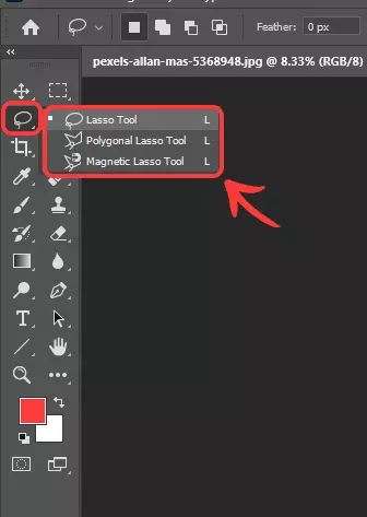 ابزار Lasso Tool در فتوشاپ