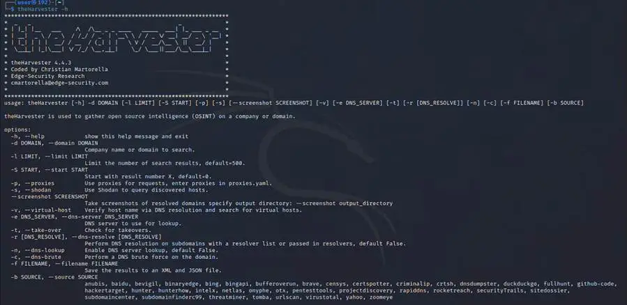 آموزش استفاده از ابزار The Harvester