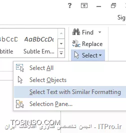 Select Text With Similar Formating