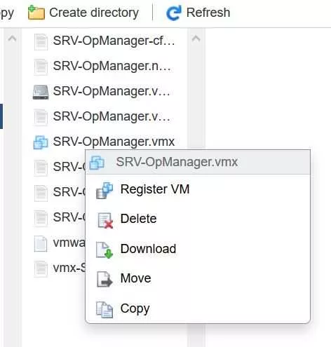 سلام
استوریج رو از vsphere باز کن. روی فایل *.vmx راست کلیک کن و register vm رو بزن||https://tosinso.com/files/get/3d35bba6-da55-4ad4-affd-afa948b59b4c||