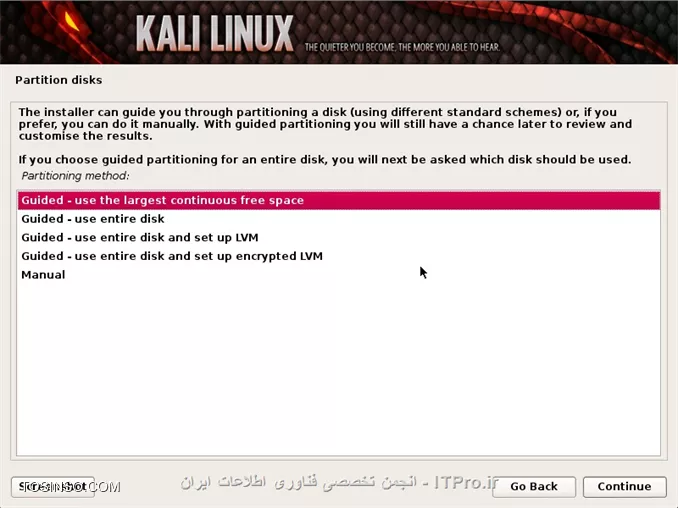 آموزش نصب کالی لینوکس (Kali Linux) قسمت 5 : نصب همزمان با ویندوز