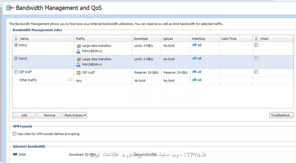 سلام
دوستان من اگر بخوام به دو تا از یوزرهای دامین محدودیت سرعت دانلود بدم این تنظیمات درسته؟
(کریو جوین دامین هست- تایمم درسته - نسخه 9.1 کرک استفاده کردم - همه چیز رو تقریبا غیرفعال کردم آنتی ویروس رول هارو ...  از کریو فقط بابت اکانتینگ میخوام استفاده کنم فایروال جدا توی شبکه دارم) 
با تنظیمات توی عکس فقط رول اول که میگه یوزر hdm1 سرعت 4مگ اعمال میشه و هر دو یوزر با 4 دانلود میکنن و اگر رول دوم بیارم بالای رول اول اینبار هر دو یوزر با 2مگ دانلود میکنن. انگار که اصلا رول دومی اعمال نمیشه و رول اول روی همه اعمال میشه. مشکل کجاست ؟؟؟؟
برای یه همچین سناریویی حتما باید ssl و NTLM انجام بشه ؟

||http://tosinso.com/files/get/405cba72-0376-4d5d-b246-90a5e0e4c3d1||
||http://tosinso.com/files/get/e887e0f4-2f9c-4a6b-a2d5-860a643546f5||
||http://tosinso.com/files/get/375d4171-c03d-434e-97fe-9c8ffbfb5c95||
||http://tosinso.com/files/get/4acffdf8-c0d0-4dee-bb72-c07540d32219||
||http://tosinso.com/files/get/dea40584-982d-49c3-b72a-3eec90656a6c||
||http://tosinso.com/files/get/cc02a98b-148c-4556-8268-37614fe27e70||
||http://tosinso.com/files/get/5491c004-0eb7-425c-95a0-baaa32c3fd10||
||http://tosinso.com/files/get/b633b7b0-ab5e-4334-bd7e-45a01c8bc64b||
||http://tosinso.com/files/get/dc68e2f0-32e1-4ced-8a8f-a5b78751201a||
||http://tosinso.com/files/get/02d5b587-a1d5-4118-b654-16fd12362a8c||
||http://tosinso.com/files/get/c0a87cbb-61ad-4816-b53e-3b861e13bb21||
||http://tosinso.com/files/get/1e712277-c685-4b40-9682-ae38be8551c6||
||http://tosinso.com/files/get/8ef9852c-abf6-4291-bbdd-ff49982a5ecb||
||http://tosinso.com/files/get/37d4bc14-b560-46e0-b893-03f22135650c||
||http://tosinso.com/files/get/19488166-764f-4a3a-93e8-66e37ae7c3c0||

