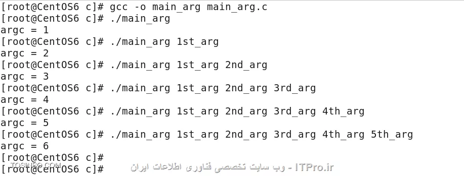 سلام و وقت بخیر. در این جلسه درباره آرگومان های تابع main به نام های argc و argv صحبت میکنیم. وقتی برنامه اجرا میشود، این آرگومان ها توسط سیستم عامل مقدار میگیرند. argc تعداد آرگومان ها و argv رشته آرگومان ها هستند. بهتر است در مثال ببینیم.
<c#>
#include <stdio.h>
int main ( int argc , char *argv[])
{
printf(argc = %d \n, argc);
return 0;
}
<c#>
<center>
||http://tosinso.com/files/get/40ae1fd5-18a7-4304-9b1b-ab521b383cd4||
<center>
اگر با اسکریپت نویسی در لینوکس آشنا باشید میدانید که وقتی یک تابع یا برنامه را در ترمینال صدا میزنیم، در مقابل نام آن آرگومان هایی مینویسیم که به تایع، دستور یا برنامه ارسال میشوند. وقتی شما در ترمینال وارد میکنید echo salam کلمه salam به عنوان آرگومان به دستور echo وارد میشود . یا مثلا با دستور kill 3225 پروسه شماره 3225 را از بین میبرید، عدد 3225 یک آرگومان برای دستور kill است. (مثال بهتر به ذهنم نمیرسه). حال وقتی یک فایل executable را در ترمینال اجرا میکنیم، مهم نیست اینجا به چه زبانی، کلی به قضیه نگاه کنید، کلماتی که بعد از دستور اجرای برنامه وارد میکنیم، حکم آرگومان برای برنامه را دارند. مثلا وقتی با Bash یک برنامه مینویسیم آرگومان ها را جلوی نام برنامه وارد میکنیم و در برنامه با 1$ 2$ 3$ و .. به آنها دسترسی پیدا میکنیم. در مثال بالا هم تعدای آرگومان به برنامه ارسال کردیم که با space از هم جدا شدند. به خاطر این از صفر شروع نمیشه چون خود دستور اجرا هم یه آرگومان محسوب میشه.
argv یک آرایه از اشاره گر ها ست که به آرگومان های دریافتی برنامه اشاره میکند. به مثال توجه کنید.
<c#>
#include <stdio.h>
int main ( int argc , char *argv[])
{
int i;
printf(argc = %d \n, argc);
for ( i = 0 ; i < argc ; i++ )
{
	printf(argv[%d] = %s \n , i , argv[i]);
}
return 0;
}
<c#>
<center>
||http://tosinso.com/files/get/1e517e06-8c5d-4408-bf2f-226fc476bd89||
<center>
یک حلقه برای چاپ آرگومان های ارسالی به برنامه درست کردیم. با argv میتوانیم به محتوای آرگومان های ارسال شده دسترسی پیدا کنیم. عذر میخوام اگه خوب توضیح نمیدم من استاد این مباحث نیستم. 
پایان قسمت پانزدهم

نویسنده : سید محمد باقر موسوی
منبع : |جزیره برنامه نویسی وب سایت توسینسو::https://tosinso.com/programming|
هرگونه نشر و کپی برداری بدون ذکر منبع و نام نویسنده دارای اشکال اخلاقی است