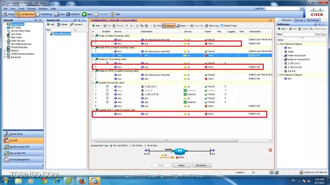 در مورد routed mode  آشنایی دارم و الان فایروال بر روی routed mode تنظیم هست 
من به نظرم ایراد کار در قسمت access rules است  Impicit rule هایی که به صورت default تعریف شده همه deny هستن و allow نمیشن نظر شما راجع به این موضوع چیه ؟
||http://network.tosinso.com/files/get/41072315-74e9-4d5d-aaab-ddf470149847||