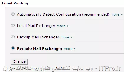 ITPRO ی عزیز برای اینکار چه در WHM و چه در Cpanel از قسمت Mail قسمت MX Entry رو انتخاب کنید و حالا قسمت Remote Mail Exchanger رو انتخاب کنید و در این قسمت می تونید غیرفعالش کنید ، تصویر زیر مشخصه : 
||http://web.tosinso.com/files/get/424d0cd3-4acd-4ce5-9290-9c3890c5530b||