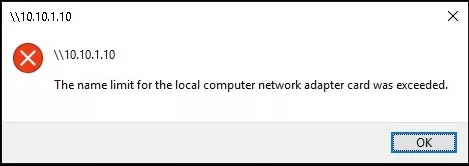 the name limit for the local computer network adapter card was exceeded