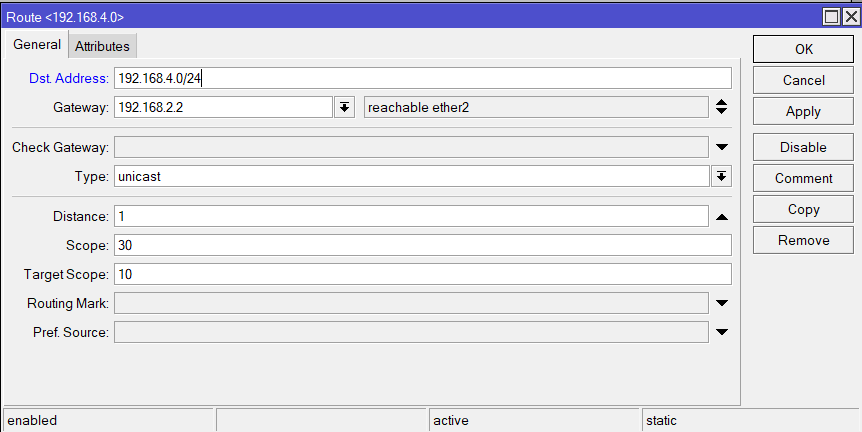 add static route in mikrotik