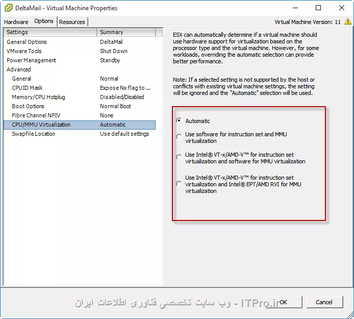 

ای کاش نوع مجازی سازی رو گفته بودین ، به هر حال تو vmware این option ها هست که می تونه کمک کنه.

||http://network.tosinso.com/files/get/437f6c2b-3633-4699-aaac-14ead589ecac||
||http://network.tosinso.com/files/get/d2a388b0-422a-40ae-ac55-2efe5729ee20||
||http://network.tosinso.com/files/get/e2b46d12-bf6c-4df0-b247-cb46680c96ed||