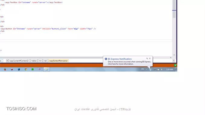 سلام بر دوستان عزیز . من یه پروژه تو ویژوال استدیو ساختم ولی وقتی می خوام اون رو اجرا کنم IIS یه خطایی می ده که دقیق نیم دونم باید چه کار کنم . ممنون می شم اگه بنده رو راهنمایی بفرمایید با تشکر . ||http://tosinso.com/files/get/43e9704e-8c70-4cda-88b3-744ab469da74||
||http://tosinso.com/files/get/946e811f-3321-41f5-a418-1aabaa24bef2||
||http://tosinso.com/files/get/120c7161-388f-4f8a-953e-9cd166182fa4||