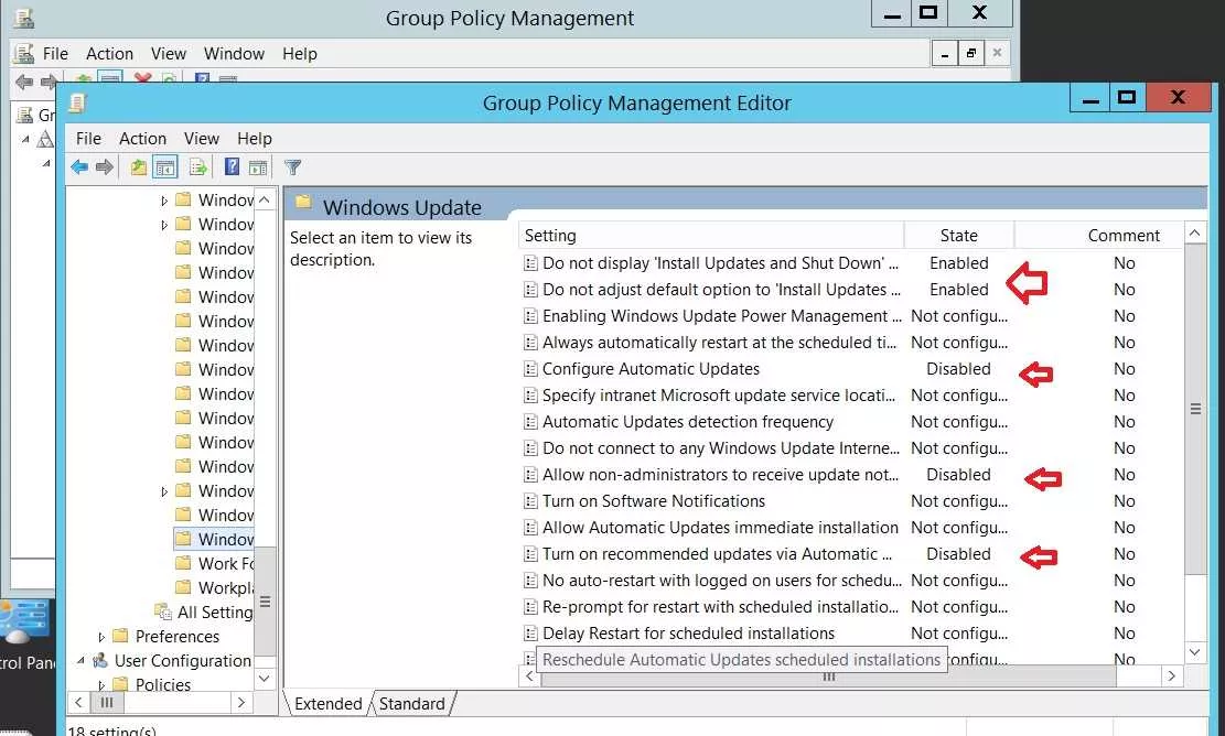 Disabled Windows Update By Group Policy