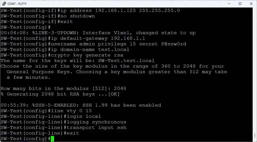 تنظیم Line VTY در سوئیچ سیسکو