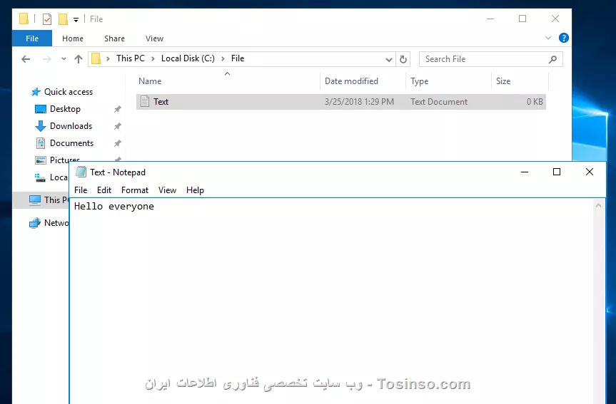 سلام
بله باید با Batch file این کارو انجام بدید دقیقا روال زیر رو انجام بدید:
1.یک فولدر ایجاد می کنید و فایت text که متن مورد نظر داخلش قرار داره رو ایجاد می کنید و سپس فولدر ایجاد شده رو Share می کنید(دسترسی read کافی هستش)
||https://network.tosinso.com/files/get/491ab78e-5224-4261-b80f-25f2ccfff04d||
||https://network.tosinso.com/files/get/c6848f43-3ede-47b3-af3b-33dfe691eb6d||

2.در مرحله ی بعد یک Notepad باز می کنید و مسیر UNC Path فایل Notepad را داخل آن وارد می کنیدو با پسوند Bat  اون رو دخیره می کنید.
||https://network.tosinso.com/files/get/f2482d58-de51-487f-9091-17c9ac376466||
||https://network.tosinso.com/files/get/68f86af9-c261-4241-8308-51d7b26faad8||
3.باید کنسول GPMC.MSC رو باز کنید و وارد مسیر زیر بشید
<ltr>
User Configuration-Windows Settings-Scripts-Logon
<ltr>
روی گزینه ی Add کلیک کنید و بعد گزینه ی Browse رو انتخاب کنید.در صفحه ی که باز شده فقط Bat File مورد نظر رو Paste کنید
با انجام مواردی که گفتم مشکلتون حل میشه.جدا از فایل text با روش بالا می تونید همه ی فرمت های دیگه رو نیز استفاده کنید
