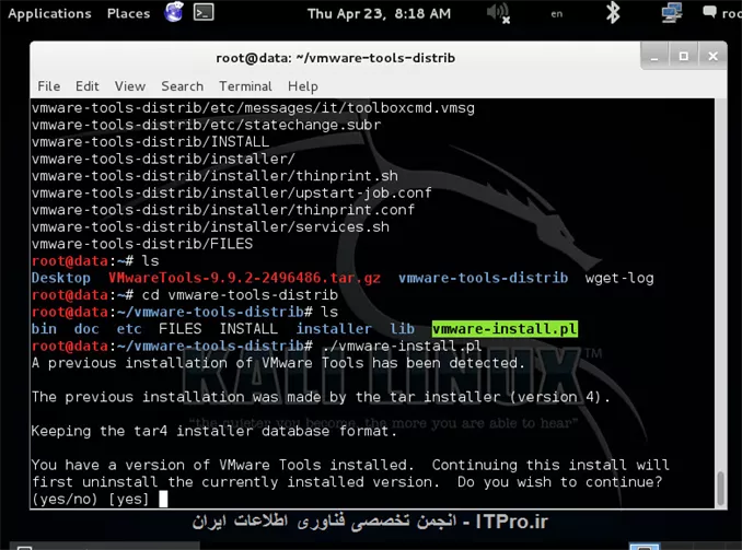 سلام 
من ورژن جدید کالی رو نصب کردم و طبق آموزش این لینک 
http://miladrezaie.ir/%D8%A2%D9%85%D9%88%D8%B2%D8%B4-%D9%86%D8%B5%D8%A8-vmware-workstation-tools-%D8%B1%D9%88%DB%8C-%DA%A9%D8%A7%D9%84%DB%8C-%D9%84%DB%8C%D9%86%D9%88%DA%A9%D8%B3/
و چند سایت دیگه خواستم Vmware tools رو روی کالی نصب کنم اما تمام مراحل رو که میرم میگه شما یه ورژن از کالی رو رو سیستمتون دارید حالا چطور میشه ازش استفاده کرد؟ حتما باید طبق پیغام این عکس زیر دوباره نصبش کنم ؟ (وقتی پیغام عکس زیر میاد و yes رو میزنم اتفاق خاصی نمی افته) یا از همین ورژن استفاده کنم؟  اگه میشه لطفا با جزئیات و تایپ دستورهای لازم راهنمایی کنید چطور باید از همین ورژن استفاده کرد

||http://linux.tosinso.com/files/get/49e41104-9d40-49a3-b9e4-bd17c4979a6b||




تشکر