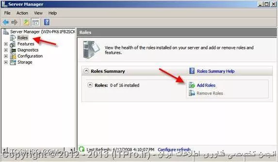 DHCP  یا Dynamic Host Configuration Protocol هسته ی یکی از سرویس های زیرساختاری شبکه محسوب می شود که مسئولیت ارائه IP آدرس ها و اطلاعات مربوط به DNS  سرورها به کلاینتها را بر عهده دارد. درمقاله |DHCP Option::http://www.tosinso.com/Articles/Details/541/DHCP%20Options| به معرفی Option ها و گزینه هایی که در نصب سرویس DHCP در ویندوز سرور 2008 به دانستن مفهوم آنها نیازمند بودیم پرداختم.در این مقاله به صورت تصویری نحوه ی نصب رول DHCP را توضیح خواهم داد و نگاهی گذرا به کنسول مدیریتی DHCP در ویندوز سرور 2008 خواهم داشت.

جهت نصب رول DHCP ، اولین موردی که باید به آن توجه داشت و پیش از نصب ،تنظیم مربوط به آن را چک کرد،داشتن Static IP سروری است که قصد نصب رول DHCP بر روی آن را دارید.در صورتی که سرور دارای Static IP نباشد،شما قادر نخواهید بود رول DHCP را بر روی آن نصب کنید.بعد از دادن IP دستی به سرور یا همان تنظیم Static IP باید طراحی های لازم جهت راه اندازی سرویس DHCP را انجام دهید.در طراحی باید موارد زیر را در نظر بگیرید:

* شبکه ای که قصد نصب این سرویس را بر روی آن دارید دارای چند سابنت و چه رنج IP می باشد؟
* IP آدرس های مر بوط به DNS سرور ،Default Gateway  و  دیگر سرورهای حیاتی و مهم در شبکه ،چه IP هایی هستند؟
*  سرویس DHCP مسئولیت ارائه خدمات به چندین کلاینت یا Device را در شبکه دارد؟
* سروری که قرار است سرویس DHCP بر روی آن نصب شود دارای چند کارت شبکه است ؟
* آیا نیاز شما اقتضا میکند که به روی هرکارت شبکه یک Scope  طراحی کنید یا نه ؟
* متناسب با تعداد کارتهای شبکه،چندین Scope خواهید داشت و کدام Scope بر روی کدام کارت شبکه قرار خواهد گرفت؟
* هر Scope باید از چه رنج IP شروع و تا چه رنج  IP ادامه داشته باشد.بهتر است Scopeها از قبل تعیین شوند.
* رنج IP مربوط به Exclusion Range را مشخص کنید.
* پیشنهاد می شود کلاینتهایی را که می خواهید IP آنها در Reservation Range قرار گیرند را مشخص کنید تا از قلم نیفتند.

!! نصب DHCP Role
جهت نصب رول DHCP ابتدا باید وارد کنسولServer Manager شوید،سپس گزینه Add Roles را انتخاب کنید:

 ||http://www.tosinso.com/files/get/49e7db6a-f526-430f-b283-eef0c7313ab5||
||http://www.tosinso.com/files/get/5ac7cf32-5bb3-4e9b-ba6e-ac73fd9855d5||
 سپس در میان رولهای نمایش داده شده در پنجره زیر،رول DHCP را تیک دارو گزینه Next را انتخاب کنید:

||http://www.tosinso.com/files/get/05e5b9ba-1932-4229-ad65-9ea4b7eeff08||
در صورتی که به سرور خود Static IP نداده باشید،در این مرحله اخطاری مبنی بر Static IP نبودن سرور و عدم امکان نصب رول DHCP را دریافت خواهید کرد.
در مرحله بعدی تعداد کارتهای شبکه ای که در سرور شما وجود دارند و شما می خواهید به روی آنها Scope های خود را تعریف کنید، نمایش داده خواهدشد. هرکدام از کارت شبکه هایی که می خواهید Scope های خود را به روی آنها تعریف کنید ،انتخاب یا تیک دار کنید.اصطلاح Connection Binding یعنی اینکه کدام رنجهای IP بر روی کدام کارت شبکه قرار گرفته باشند. 
همچنین شما درحین نصب رول DHCP  میتوانید دیگر تنظیمات مربوط به Scope ها را هم انجام دهید.در صورتی که تمایل داشته باشید Scope های خود را در همان کنسول مدیریتی DHCP انجام دهید،میتوانید از این مراحل بدون پر کردن گزینه های آن بگزرید.در اینجا ما انجام تنظیمات مربوط به Scope ها را به کنسول مدیریتی DHCP واگذار خواهیم کرد.

 ||http://www.tosinso.com/files/get/d954be2c-3741-4e67-87d9-2f18a1386ca6||
سپس در این مرحله مشخصات مربوط به Parent Domain یا دومینی که می خواهید DHCP  سرور بر روی آن فعالیت داشته باشد و همچنین مشخصات مربوط به DNS Server را وارد کنید و سپس گزینه Validate  را انتخاب کنید تا معتبر بودن DNS سرور شما بررسی و تایید شود.در صورت درست بودن IP مربوط به DNS سرور ، عبارت Valid همراه با تیک سبز رنگ در زیر آن قسمت ظاهر خواهد شد.در نهایت گزینه Next  را انتخاب کنید.

 ||http://www.tosinso.com/files/get/047dd83e-aab9-4ec0-9fa9-ef2a23c0e9e2||
در این مرحله در مورد سرویس WINS از شما سوال پرسیده می شود.در صورتی که در شبکه خود از این سرویس استفاده میکنید در اینجا IP مربوط به سرورهای آن را باید وارد کنید در غیر اینصورت گزینه اول را انتخاب و Next را بزنید:

 ||http://www.tosinso.com/files/get/c8f90b3b-bced-48bf-9612-0c8f1d61b39a||
همانطور که در بالانیز اشاره کردم شما میتوانید در حین نصب رول DHCP ، Scopeهای خود را نیز تعریف کنید .اینکار را در این مرحله از نصب رول می توانید انجام دهید.جهت تعریف Scope  کافی است گزینه Add را زده و اطلاعات خواسته شده مربوط به آن Scope را نیز وارد کنید.در غیر اینصورت گزینه Next را انتخاب کنید و وارد مرحله بعد شوید.
 
||http://www.tosinso.com/files/get/5a9b42e5-6711-44c5-8caa-de4dee95a345||
||http://www.tosinso.com/files/get/ae7a8e02-c12b-4299-9df7-3444b4a306d3||

در این مرحله در صورتی که از IPV6 استفاده میکنید میتوانید گزینه اول را جهت فعالسازی DHCPV6 انتخاب کنید.در غیر اینصورت گزینه دوم را انتخاب و Next را بزنید.
 
||http://www.tosinso.com/files/get/7e1dc8f1-17c7-45d1-b44f-abdf4f620325||

همانطور که از عنوان این پنجره بر می آید،در این قسمت نحوه Authorize کردن را انتخاب میکنید.اکتیودایرکتوری لیستی از DHCP سرورهای مجاز را در خود ذخیره میکند .جهت ذخیره و معرفی این DHCP سرور به اکتیودایرکتوری ،در این قسمت کاربری که در اکتیودایرکتوری است را وارد میکنید.در گزینه اول کاربری که با آن مشغول نصب این سرویس می باشید را انتخاب میکند که معمولا این کاربر ادمین است.در گزینه دوم شما نام کاربر دیگری را میتوانید وارد کنید.در گزینه ی آخر هم می توانید از ذخیره و معرفی این DHCP سرور به اکتیودایرکتوری خودداری کنید و گزینه Next را انتخاب کنید.اما همانطور که میبینید در پایین گزینه سوم به شما این هشدار را میدهد که این DHCP سرور برای اینکه بتواند در اکتیودایرکتوری سرویس دهد باید در آن Authorize شود.به هر حال این انتخاب شما می باشد.در نهایت گزینه Next را انتخاب کنید.

||http://www.tosinso.com/files/get/eabf314e-768e-4890-88cc-f4cadc3d7c7a||
 
در آخر خلاصه ای از اطلاعاتی که وارد کرده اید را به شما نمایش میدهد  و شما با زدن کلید Install این اطلاعات را تائید و نصب رول DHCP را آغاز میکنید.در صورتی که قسمتی از اطلاعات به درستی وارد نشده است گزینه  Previous را انتخاب و آن قسمت مورد نظر را اصلاح کنید.

||http://www.tosinso.com/files/get/7cf3ecd5-e7f5-4656-b614-a0ea465ad130||
 
با انتخاب گزینه Install ، رول DHCP شروع به نصب میکند.

||http://www.tosinso.com/files/get/be4b7009-f294-4b9d-9161-aa79f43cf497||
 
و در نهایت رول DHCP نصب می شود:
 
||http://www.tosinso.com/files/get/ab71f3f7-eae5-4fe1-900c-ecf8be4eeb96||

جهت وارد شدن به کنسول مدیریتی DHCP سرور از طریق منوی استارت،گزینه Administrative Tools و سپس DHCP را انتخاب کنید یا در Run تایپ کنید: dhcpmgmt.msc

شکل زیر نمایی از کنسول مدیریتی DHCP سرور است:

||http://www.tosinso.com/files/get/9d02c750-7c35-4dc4-9607-627f90456827||

!! ایجاد Scope جدید
برای ایجاد یکScope جدید در کنسول مدیریتی DHCP ،بر روی IPV4 راست کلیک کرده و گزینه New Scope را انتخاب کنید.سپس مراحل زیر را با دقت دنبال کنید:
 
||http://www.tosinso.com/files/get/34d01466-0152-4896-8166-7742f011fd8f||
||http://www.tosinso.com/files/get/b252e709-06b6-4010-9263-7b276c3ccf82||
 
در این پنجره باید برای Scopeی که می خواهید ایجاد کنید نامی انتخاب کنید و برای آن می توانید توضیحاتی را در قسمت Description اضافه کنید.Description در مواقعی که تعداد Scope ها زیاد باشد بسیار کاربردی می باشد.سپس گزینه Next را انتخاب کنید:

||http://www.tosinso.com/files/get/9fe64976-e2b7-4ee8-a34d-03144fc29c63||
 
در این پنجره،رنج IP ی که می خواهید آن Scope داشته باشد را مشخص می کنید.به خاطر داشته باشد که در End IP ، 8 کاراکتر آخر نمی تواند بیشتر از 254 باشد(همانطور که می دانید از 255 جهت Broadcast استفاده می شود). متناسب با رنج IP ی که واردمیکنید و کلاسی که آن رنجIP دارد،در قسمت پایین به صورت خودکار Subnet پر می شود:

||http://www.tosinso.com/files/get/47653958-410e-44a5-b8e7-0848a93487fa||
 
در پنجره بعدی شما آن رنجی را که می خواهید به عنوان Exclusion Range در نظر بگیرید را تعریف میکنید.شما می توانید بیش از یک Exclusion Range تعریف کنید.همانطور که میبینید در اینجا دو رنج IP برای Exclusion Range در نظر گرفته شده است:
 
||http://www.tosinso.com/files/get/a4f5cca4-1815-44ae-b36d-1cdd28af941b||

همانطور که از اسم این پنجره بر می آید،شما در اینجا مدت زمانی را که می خواهید IP ها را به کلاینتها قرض بدهید را تعریف می کنید،این مدت زمان یا همان Lease Duration به صورت پیش فرض 8 روز در نظر گرفته شده است که می توانید آن را تغییر دهید:
 
||http://www.tosinso.com/files/get/1fa23d7d-5a2b-4f5b-869f-22e83d7dde20||

در پنجره بعدی مشخص میکنید که آیا می خواهید تنظیمات مربوط به Option های DHCP را انجام دهید یا نه؟در اینجا جهت انجام این تنظیمات گزینه اول انتخاب شده است:

||http://www.tosinso.com/files/get/4ceda800-8a6c-42b8-bc71-0fe5f861c063||
 
Default Gateway های خود را در این قسمت تعریف و سپس Next را انتخاب کنید:

||http://www.tosinso.com/files/get/0a0c83ef-0d91-43c0-a71e-efbd5718af35||
 
در مرحله بعدی نام دومین و مشخصات مربوط به DNS Server را وارد کنید و گزینه Next را انتخاب کنید:

||http://www.tosinso.com/files/get/0d7d3874-6843-4b34-b2b7-09fbfae2d0b7||
 
در صورتی که از سرویس WINS استفاده میکنید اطلاعات مربوط به آن را وارد کنید ،در غیر اینصورت هم مجددا گزینه Next را انتخاب کنید:

||http://www.tosinso.com/files/get/2240e1fe-d43e-46a4-acea-a66de90341e7||
 
در این پنجره از شما پرسیده می شود که آیا می خواهید Scope مورد نظر را فعال کنید یا خیر؟در اینجا گزینه اول جهت فعالسازی Scope انتخاب شده است:
 
||http://www.tosinso.com/files/get/ae9083c0-05aa-4546-8595-30643ec0ff85||

و در نهایت با انتخاب گزینه Finish ،Scope  مورد نظر شما ایجاد خواهد شد:

||http://www.tosinso.com/files/get/51623f82-3668-4d53-b0c8-d0787a10bc3c||
 
و این هم نمایی از Scope ی که ایجاد کرده اید:

||http://www.tosinso.com/files/get/883a7d9c-1a06-417e-a07a-e6b23a5ec24f||
 
!! Scope Options
*Address Pool:*
کلیه IPهای مربوط به Scopeی که تعریف کرده اید در این قسمت قرار دارند.

*Address Lease:*
هر کلاینتی که در شبکه بالا بیاید و از سرویس DHCP ، IP دریافت کند در قسمت Address Leases ظاهر خواهد شد.

*Reservation:*
جهت اختصاص دادن Static IP به برخی از کلاینتهای بخصوص در این قسمت می توانید IP را برای آن کلاینتها را تعریف کنید.بر روی Reservation راست کلیک کرده و New Reservation را انتخاب کنید و سپس اطلاعاتی که از شما خواسته شده است را وارد کنید:
 
||http://www.tosinso.com/files/get/b47b5539-2d25-4c5f-b24d-f18d5fc240f3||
||http://www.tosinso.com/files/get/e98f70a0-d7bf-48f1-8320-e8e8f797e3f0||
 
*Scope Option:*
در این قسمت می توانید تنظیمات مربوط به Scope را ایجاد یا تغییر دهید.بر روی Scope option راست کلیک و گزینه Configure Option را انتخاب کنید:
 
||http://www.tosinso.com/files/get/1519b44e-51b7-4855-90d5-944f365797c0||
||http://www.tosinso.com/files/get/124f24c0-3cf9-4966-8522-dc9ef93f2115||
 
!! نتیجه گیری
DHCP یکی از سرویس های پایه ای و اساسی در شبکه محسوب می شود که تعریف،نصب و راه اندازی آن همانند دیگر سرویس های مهم شبکه نیازمند دقت و طراحی  می باشد.در این مقاله سعی شد نگاهی بر مبانی لازم جهت نصب و راه اندازی این سرویس مهم را  ارائه دهم.


نویسنده : فاطمه قرباوی
منبع : |جزیره سرویس های شبکه مایکروسافت وب سایت توسینسو::https://tosinso.com/microsoft|
هرگونه نشر و کپی برداری بدون ذکر منبع دارای اشکال اخلاقی می باشد. 