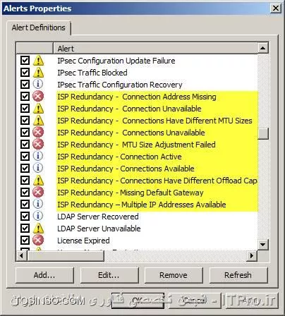 تصویر بیست و سوم : هشدارها و خطاهای مربوط به ISP Redundancy در TMG