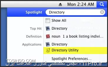 جهت این کار از نسخه 10.3 سیستم عامل MAC برنامه ای به اسم  directory access یا Direct Utility قرار گرفته که این برنامه امکان join کردن یک MAC را در شبکه domian ویندوز و سرویس active directory فراهم کرده ، ضمناً برنامه directory access تا ورژن 10.5 در آدرس زیر قرار دارد.
<c#>
Applications/Utilities/Directory Access.app
<c#>
||http://network.tosinso.com/files/get/4b025840-a867-4508-8342-9aac29990cde|| 
در ورژن 10.6 این برنامه حذف شده و به صورت bundle بخشی از تنضیمات خود سیستم عامل MAC شده که برای دسترسی به آن باید از بخش system prefrences در قسمت accounts اقدام به اتصال کنید.
زمانی که سیستم عامل MAC OS به هیچ domain ی متصل نباشد به جای دایره سبز رنگ دکمه join نمایش داده میشود.
پس از کلیک کردن بر روی دکمه join پنجره ای باز میشود که در آن اطلاعات مربوط به domain و username و password مربوط به admin شبکه را وارد نمایید را وارد نمایید و ok کنید ، حال در finderدر قسمت share به تمام client ها دسترسی دارید.
||http://network.tosinso.com/files/get/72d3a8fc-8e34-4bf9-b990-0d8164e961f8||
اطلاعات بیشتر در لینک های زیر:
* |Integrate Macs into a Windows Active Directory domain::http://www.techrepublic.com/blog/apple-in-the-enterprise/integrate-macs-into-a-windows-active-directory-domain/|
* |How to join a Mac OS X computer to Active Directory::https://4sysops.com/archives/how-to-join-a-mac-os-x-computer-to-active-directory/|