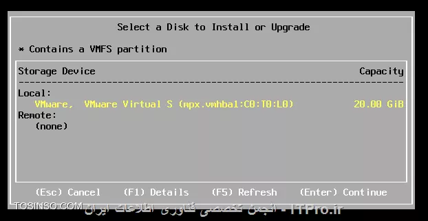 مفهوم Hypervisor ، مفهومی است که قطعا به گوش شما خورده است . این مفهوم در دنیای مجازی سازی به کار می رود . در این آموزش به معرفی Hypervisor و انواع آن پرداخته شده است و در ادامه نحوه ی نصب و پیاده سازی ESXi 5.1 خدمت شما دوستان نیز ارائه می گردد .Hypervisor که به آن Virtual Machin Manager نیز گفته می شود ، برنامه ای است که امکان نصب و پیاده سازی چندین سیستم عامل را بر روی یک بستر سخت افزاری واحد و مشترک را می دهد . در حالت کلی تا به امروز این قابلیت به دو طریق امکانپذیر می باشد یا به عبارتی انواع Hypervisor به صورت زیر می باشد :

* 	Bare-metal Virtualization Hypervisors
* 	Hosted Virtualization Hypervisors

*Bare-metal Virtualization Hypervisors*

در این حالت ساختار و نرم افزار مجازی سازی جهت نصب و اجرا بر روی یک سخت افزار خام پیده سازی می شود و Hypervisor به صورت مستقیم به منابع سخت افزاری دسترسی دارد که در نتیجه این Performance ، Scalability و Stability  نیز افزایش پیدا می کند. اما خوب یکی از محدودیت هایی که در این مورد به چشم می خورد این است که پشتیبانی انواع مختلف سخت افزارها در این حالت دارای محدودیت می باشد و شما برای پیاده سازی این حالت باید بسترهای سخت افزاری که مجاز هستند را داشته باشید . از انواع Hypervisor های این حالت می توان به سیستم عامل ESX  و ESXi اشاره کرد . این سیستم عامل بدون نیاز به سیستم عامل واسط دیگری ، به طور مستقیم بر روی سخت افزار نصب می شود و شما را قادر به پیاده سازی بستر سخت افزاری در شبکه خود می کند . از ورژن های مختلف این سیستم عامل امروزه در محیط های مجازی سازی در ایران نیز استفاده شده است . انواع دیگر این Hypervisor عبارت است از :

* 	VMware ESX and ESXi
* Microsoft Hyper-V
* Citrix Systems XenServer

*Hosted Virtualization Hypervisors*

برخلاف bare-metal virtualization hypervisor ، در حالت hosted virtualization hypervisor ، شما جهت پیاده سازی ساختار مجازی سازی خود لازم است ابتدا بر روی سخت افزار خود سیستم عاملی را نصب و سپس بر روی آن سیستم عامل میزبان اقدام به نصب و پیاده سازی Hypervisor خود نمایید . این نوع از Hypervisor درواقع شبیه به نصب برنامه های کاربردی بر روی سیستم عامل است . دراین حالت شما دیگر محدودیت پشتیبانی از سخت افزارهای بخصوص را نخواهید داشت و تنها لازم است CPU ای که در بستر سخت افزاری خود دارید قابلیت VTI (Virtualization Technology Intel  ) یا همان قابلیت پشتیبانی از مجازی سازی را داشته باشد . انواع Hypervisor هایی که در این حالت در حال حاضر مورد استفاده قرار می گیرند عبارتند از :

* VMware Workstation, Server, Player and Fusion
* 	Oracle VM VirtualBox
* 	Microsoft Virtual PC
* 	Parallels Desktop

با نگاهی که بر انواع Hypervisor داشتیم ، حال می خواهیم در مورد ESXi که در دسته Bare-metal Hypervisor ها قرار دارد و به صورت مستقیم بر روی سخت افزار نصب می شود ، صحبت کنیم .سیستم عامل ESX و ESXi توسط شرکت VMware ارائه شده است . 
||http://tosinso.com/files/get/8f3bffde-6d75-4cf4-95bb-568800d347b8||
 
همانطور که در تصویر فوق مشاهده کردید ، ورژن شماره 1 این سیستم عامل در سال 2001 ارائه گردیده است و آخرین ورژن آن ESXi 6 می باشد که در سال 2015 به عنوان آخرین ورژن ESxi توسط VMware ارائه گردیده است . 

بستر سخت افزاری مورد نیاز جهت نصب ESXi ، متناسب با ورژن های ESXi ، متفاوت است . |در این سایت::http://kb.vmware.com/selfservice/microsites/search.do?language=en_US&cmd=displayKC&externalId=1003661| شما می توانید حداقل سخت افزارها مورد نیاز جهت نصب ورژن های مختلف ESXi ها را مشاهده کنید . به علاوه در صورتی که تمایل داشتید بدانید آیا می توانید از سرورهای موجود خود به عنوان بستر سخت افزاری ESXi استفاده کنید یا خیر ، می توانید به |VMware Compatibility Guide::http://www.vmware.com/resources/compatibility/search.php| مراجعه کرده و نام و مشخصات سرور خود را وارد و سپس نتیجه را دریافت کنید .

*آموزش نصب Vmware ESXi 5.1 *

پس از بررسی و آماده سازی بستر سخت افزاری مورد نیاز با مراحل زیر مواجه خواهید شد :

گزینه ESXI 5.1.0 را انتخاب و سپس Enter کنید .

 ||http://tosinso.com/files/get/40061e20-87a0-4cbe-a3e5-c5c5a196fa18||
||http://tosinso.com/files/get/219d1aee-0e9a-4bb4-9189-680fa1e1f96a||
||http://tosinso.com/files/get/a2ea3db3-7c3b-48b8-bcbf-3e8e4bb31dbe||
||http://tosinso.com/files/get/7b96c1b9-80c1-466d-8549-2d0453b30c47||

سپس کلید F11 را بزنید :

||http://tosinso.com/files/get/375f7a59-0f7f-4e86-b572-2662d53403ab||
 
در این مرحله حداقل هارد اختصاصی را تایید می کنید :

||http://tosinso.com/files/get/4b9c4e84-4d53-499d-8d09-7e288086b64f||
 
در این مرحله زبان مورد نظر را انتخاب کنید :

||http://tosinso.com/files/get/a1b833b6-131e-4090-9cf9-8b64ef77b0f0||
 
پسورد دلخواه را برای ورود به ESXi در این مرحله وارد می کنید :
 
 ||http://tosinso.com/files/get/4e5febc1-1308-41ea-9761-cd0dad560a13||
||http://tosinso.com/files/get/5a5b1cd5-be61-4117-a25f-65d22568f383||

در نهایت جهت نصب کلید F11 را فشار دهید :
 
||http://tosinso.com/files/get/36a31d7b-29c1-4665-b281-decef7f030a2||
||http://tosinso.com/files/get/3e3ef914-ed4e-46eb-a80e-1ed3613b965d|| 

و در انتهای نصب ، سیستم را ریبوت کنید :
 
||http://tosinso.com/files/get/ddcb216a-8e23-403e-8233-647720f49baa||
||http://tosinso.com/files/get/92fc973b-dc79-480a-b02d-42871fa9dff7||
||http://tosinso.com/files/get/fef7e0f7-ee76-4aa4-8511-225e89fb46b9|| 
 
ESXi  شما به موفقیت نصب گردید . حال جهت ورود به تنظیمات آن همانطور که در انتهای صفحه مشاهده می کنید ، کلید F2 را فشار دهید و سپس رمز ورود را وارد نمایید  :
 
||http://tosinso.com/files/get/5ee7a5c3-c159-4ea4-b132-cc1d99b6f895||
||http://tosinso.com/files/get/11352936-1cce-46a6-89c5-13b86d544ff2|| 

لازم به ذکر است آموزش نصب و پیاده سازی ESXi 5.5  نیز به صورت فوق می باشد . در قسمتهای بعدی به چگونگی نصب و پیاده سازی ماشین های مجازی در این بستر پرداخته خواهد شد .

موفق و سربلند باشید 

نویسنده : فاطمه قرباوی
منبع : |جزیره مجازی سازی وب سایت توسینسو::https://tosinso.com/virtualization|
هرگونه نشر و کپی برداری بدون ذکر منبع و نام نویسنده دارای اشکال اخلاقی می باشد .