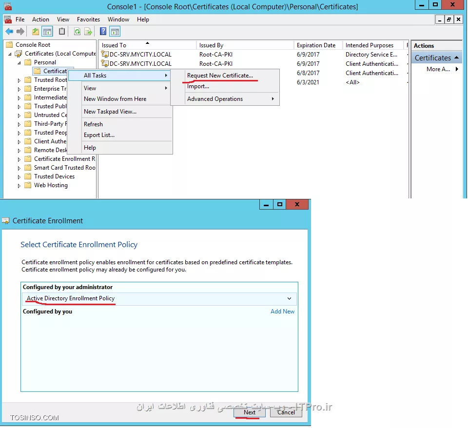 آموزش جامع PKI در مایکروسافت و Active Directory Certificate Services : قسمت پنجم