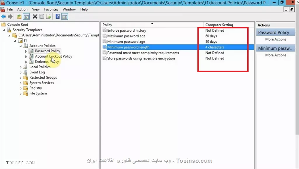 اعمال پالیسی مشترک در شبکه های Workgroup با استفاده از قابلیت Security Template