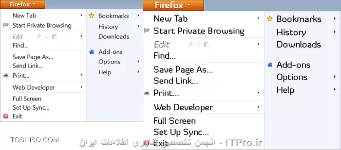 مرورگر فایرفاکس دارای افزونه ای به نام Theme Font & Size Changer است که به راحتی به شما کمک میکند با چند تنظیم و تغییر اعداد و ارقام مرورگر را چنان تغییر دهید که از قلم ها  و سایز آن لذت ببرید
برای شروع *|Theme Font & Size Changer::https://addons.mozilla.org/firefox/downloads/latest/162063/addon-162063-latest.xpi?src=hp-dl-featured|* را نصب کنید، و بعد از نصب و ریست کردن مرورگر ( اگر نیاز باشد ) و بعد از آن از دکمه هایی که در تولبار مشاهده می کنید تغییرات لازم را ایجاد کنید
برای دسترسی به این منو می توانید از منوی TOOLS  و یا از تولبار فایرفاکس به راحتی به تنظیمات این برنامه دسترسی داشته باشید . نمونه های تصویری تغییر یافته مرورگر در زیر مشاهده میشود 
||http://web.tosinso.com/files/get/6b3c9dc4-90ea-4e7f-a1a8-b09b5ee9ba31||
مقایسه سایز تغییر یافته
||http://web.tosinso.com/files/get/956c0805-5f80-44b6-b50e-5adf7cc012e6||
انتخاب فونت از بین فونت های متعدد
||http://web.tosinso.com/files/get/52283155-7ea2-4875-8133-b18afff8e939||
||http://web.tosinso.com/files/get/6c0ad32d-1ff3-466c-b06d-c1df314a12f5||