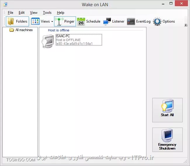 !! آشنایی با Magic Packet
درود به همه دوستان خوب ITPRO ، مبحث امروز دوره، Magic Packet در سیستم عامل های مایکروسافتی می باشد.Magic Packet در لغت به معنای بسته جادویی، و در ویندوز 8 نام قابلیتی ست که به افراد اجازه می دهد تا از طریق شبکه و یا اینترنت، بدون دسترسی داشتن به یک کامپیوتر آن را از راه دور روشن کنند، تا در صورت نیاز کارهایی را که می توان بر روی کامپیوتری از فواصل دور انجام داد به واسطه این قابلیت مایکروسافتی نیز انجام داد. اجازه دهید تا با ذکر مثال این قابلیت جالب را بیشتر توصیف نمایم: 

تصور کنید ادمین شبکه یک سازمان بزرگ شده اید که شعبه مرکزی آن در یک ساختمان 20 طبقه قرار دارد، دفتر کار شما در طبقه اول می باشد و سرورهای سازمان در طبقه بیستم قرار گرفته اند. تمامی برنامه ها و چاپگرها و همه آن چه که مورد نیاز کارکنان می باشد مستقیم یا غیر مستقیم به سرورها مرتبط می باشند، مثلا بر روی سرور شماره یک برنامه ای حسابداری قرار داشته که تمامی کارمندان برای کار کردن با این برنامه نیاز دارند تا ابتدا به سرور مربوط به آن در طبقه بیستم وصل شده و سپس برنامه را از روی آن سرور باز کرده و با آن شروع به کار نمایند. پس در صورتی که سرور مربوطه به هر دلیلی یا از مدار خارج شود و یا از کار بیفتد دیگر هیچ کس قادر به کار کردن با برنامه حسابداری نخواهد بود. و یا فرض کنید تمامی چاپگرهای فعلی شرکت وابسته به یکی دیگر از سرورها می باشند، در نتیجه بروز هر گونه ایرادی در آن سرور، ممکن است تمامی فعالیت های چاپی کارکنان را مختل نماید، و الی آخر. تا بدین جای داستان را در ذهن داشته باشید تا به سراغ بخش بعدی برویم.

حول و حوش ساعت 9 صبح به ناگاه و به دلایل نامعلوم برق سازمان یا کل شهر قطع می شود و تمامی کامپیوترهای کارمندان خاموش می گردند، ولی خوشبختانه چون در اتاق سرور دارای دستگاه های UPS یا همان نگه دارنده برق می باشیم، پس در نتیجه سرورها علیرغم قطعی برق هنوز هم قادر به ادامه فعالیت تا چندین ساعت خواهند بود، ساعت ها به سرعت سپری شده و خبری از اتصال مجدد برق نیست، تا این که بالاخره ذخیره برق دستگاه های UPS اتاق سرور نیز به اتمام رسیده و حتی سرورها هم خاموش می شوند. 

درست چند دقیقه پس از این که سرورها خاموش می گردند مجددا برق شهری وصل شده و تمامی کارکنان خوشحال از این که قادر به ادامه کار خواهند بود کامپیوترهایشان را روشن می کنند تا به فعالیت ادامه دهند. اما این بار مشکل بزرگ تری نیز داریم، و آن مشکل خاموش بودن سرورهای شرکت می باشد، که کلیه برنامه های تحت سروری و نیز اینترنت سازمان را تحت شعاع قرار داده و قطع می باشد. قاعدتا اولین چیزی که به عنوان ادمین به ذهن شما خطور خواهد کرد رفتن به طبقه بیستم برای روشن کردن سرورهاست. 

اما مشکل این بار بزرگ تر نیز می شود. مسئول مربوطه که بایستی از وی کلید اتاق سرور را بگیرید به مدت یک هفته در مرخصی کامل به سر می برد. وای خدای من! دیگر بدتر از این نمی شود. یعنی تمام کارهای شرکت تا یک هفته آینده بایستی به حالت تعلیق در آمده و تعطیل شوند. پس چاره کار چیست؟ حال که هیچ دسترسی به اتاق سرور نداریم و تمامی سرورها نیز خاموش شده اند باید چه کرد؟ 

نگران نباشید، مایکروسافت برای حل مشکل شما از قبل راهکاری را در نظر گرفته است. Magic Packet! همان گونه که در ابتدا نیز گفته شده با استفاده از Magic Packet افراد قادر خواهند بود تا از فواصل دور و نزدیک، کامپیوترها یا سرورها و حتی یا لب تاپ شخصی شان را روشن نمایند، مشروط بر این که کارت شبکه ای که بر روی سیستم آنهاست قابلیت پشتیبانی از Magic Packet  را داشته باشد، که خوشبختانه حدود 98 درصد کارت شبکه های فعلی موجود در بازار از این قابلیت پشتیبانی می کنند. 

پس با این تفاسیر مشکل قابل حل خواهد بود، یعنی حتی در صورت بسته بودن در اتاق سرور نیز، ادمین قادر خواهد بود تا آنها را از راه دور تنها با یک کلیک ماوس روشن نماید. اما پیش از هر چیز ابتدا می بایست این قابلیت جذاب را بر روی کامپیوتر یا سروری که قصد روشن کردنش از راه دور را داریم فعال کنیم. بدین منظور مراحل زیر را انجام دهید: ابتدا به Control Panel و سپس بر روی آیکون Network and Internet کلیک و در نهایت به Network Connections می رویم. آن گاه بر روی کارت شبکه ای که قصد دارید Magic Packet بر روی آن فعال شود (که البته آن کارت شبکه بایستی به شبکه یا اینترنت نیز وصل باشد) راست کلیک و Properties را انتخاب نمایید. در صفحه ای که برایتان باز خواهد شد دکمه Configure را بزنید (تصویر زیر)
<center>
||http://tosinso.com/files/get/9b817fe7-e419-421c-9b0e-d6c0b196714a||
<center>
سپس به سر برگ Advanced رفته و با انتخاب گزینه Wake on Magic Packet، آن را فعال و به حالت Enable در بیاورید.
<center>
||http://tosinso.com/files/get/eaf7718d-a571-4b95-a6d8-0933de8a079f||
<center>
به همین راحتی. تمام! و از این پس کامپیوتر/ سرور توانایی روشن شدن از راه دور و بدون دسترسی فیزیکی را پیدا خواهد کرد! اکنون که این ویژگی بسیار کارآمد بر روی سرور یا کامپیوترتان فعال شده است و توانایی روشن شدن از راه دور بر روی آن فراهم گردیده، لازم است تا با استفاده از برنامه هایی که کارشان فرستادن بسته های Magic Packet در شبکه می باشد، آن کامپیوتر خاص و یا گروهی از کامپیوترها را با Magic Packet روشن کنیم. از جمله معروف ترین این برنامه ها که توانایی فرستادن Magic Packet را دارند، برنامه ای به نام Wake on LAN (WOL) می باشد. می توانید این برنامه از این |لینک ::http://wol.aquilatech.com|دانلود و سپس نصب نمایید. پس از این که برنامه را با موفقیت بر روی کامپیوترتان نصب کردید، می توانید در زیر نحوه کار کردن با آن را به صورت گام به گام دنبال نمایید: 

1. ابتدا برنامه Wake on LAN را باز می کنیم تا به جستجوی کامپیوترهای موجود در شبکه بپردازیم
2. پس از باز شدن برنامه از منوی Tools گزینه Search for Machines را انتخاب و سپس در پنجره جدیدی که باز می شود  محدوده IP شبکه محلی تان و یا حتی شبکه اینترنتی تان را وارد نمایید. در مثال زیر من محدوده شبکه محلی خودم را وارد کرده ام:
<center>
||http://tosinso.com/files/get/f8f70584-1d1d-4285-8ab6-59e8ff5a4262||
||http://tosinso.com/files/get/aa3cfdd1-5f1f-41a0-9758-5ca85a91f289||
<center>
 همان گونه که در تصویر بالا نیز مشاهده می نمایید، IP هایی که من قصد جستجوی کلاینت های آن را دارم در محدوده 192.168.0.1 تا 192.168.0.10 قرار گرفته اند. پس از زدن دکمه Begin Search برنامه شروع به اسکن شبکه می کند.در پایان عملیات جستجو که به سرعت انجام خواهد پذیرفت، کامپیوتری با نام ISAAC-PC پیدا می گردد که در حال حاضر نیز تنها کامپیوتر روشن در شبکه فعلی من است، در نتیجه آن با انتخاب آن و زدن دکمه OK این پنجره را می بندیم تا به لیست کامپیوترها اضافه گردد (تصویر زیر) 
<center>
||http://tosinso.com/files/get/5e292705-11d6-43aa-a0c9-9026bfac1be7||
<center>
اکنون برای این Magic Packet را تست نماییم، کامپیوتر یافت شده را به فرض این که از قبل برق قطع شده است، به صورت دستی خاموش می کنیم. پس از خاموش کردن کامپیوتر آیکون آن نیز در برنامه به رنگ خاکستری در خواهد آمد (تصویر زیر)
<center>
||http://tosinso.com/files/get/52f9a60e-1f1a-43e7-af90-c2483c1beff4||
<center>
حال که کامپیوتر خاموش می باشد، این بار تنها کافی ست تا با راست کلیک کردن بر روی آیکون آن، گزینه Wake Up را انتخاب نمایید تا کامپیوتر از راه دور روشن شود و کار خود را مجددا آغاز نماید. تمام! اکنون که توانستیم بدون دسترسی داشتن به اتاق سرور، همه سرورها را روشن کنیم، وقت آن است تا به کارکنان اعلام نماییم تا مجددا کار خود را از سر بگیرند.
<left>
شادی روز افزون برای همه دوستان ITPRO
<left>

نویسنده : اسحاق احمدپور
منبع :| جزیره سرویس های شبکه مایکروسافت وب سایت توسینسو::https://tosinso.com/microsoft|
هرگونه نشر و کپی برداری بدون ذکر منبع و نام نویسنده دارای اشکال اخلاقی است