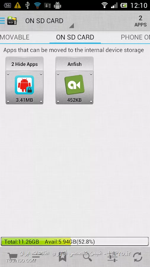 انتقال برنامه های نصب شده آندروید به مموری کارت گوشی با App 2 SD Pro