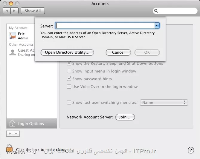 join شدن IMAC به شبکه domain Controller
