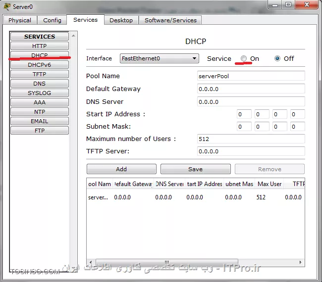 شما اگر قصد دارید بر روی سرور dhcp سرور فعال کنید طبق مراحل زیر رو حل کنید
تنظیمات سرور باز کنید و وارد قسمت Services بشید 
||http://network.tosinso.com/files/get/7108f05c-ae44-4d2d-8e99-655f994e641e||
سپس از سمت چپ گزینه ی dhcp رو فعال کنید و بعد باید این ویژگی رو حتما فعال کنید
||http://network.tosinso.com/files/get/545f0611-0f82-4ae4-8a67-63ecec6da651||
در مرحله ی بعد باید scope رو ایجاد کنید و در اخر هم دکمه ی save رو بزنید 