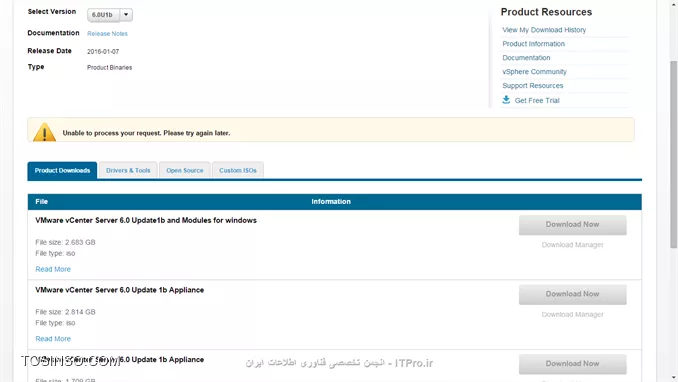 با سلام خدمت بچه های itpro  ، دوستان من بالاخره تونستم یه Acount توی سایت vmware بسازم. فقط وقتی میخوام نرم افزارهای زیر را دانلود کنم چرا لینکاش غیر فعاله و چارش چیه؟ (عکس هاش زیر همین مطلبه ببینید)

||http://tosinso.com/files/get/544270bd-d2f7-4dae-82f9-524dea27e65d||
||http://tosinso.com/files/get/54629f2b-100d-4008-91d2-e1552ddeaaa5||