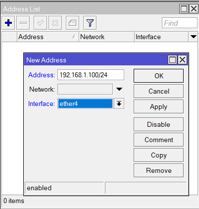 add ip address in mikrotik