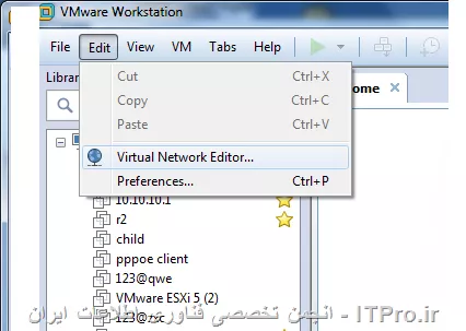 برای add  کردن switch 
اوون نوار بالا  روی edit کلیک کنید virtual network editor  رو انتخاب کنید و add network  رو بزنید اینجا سوییچ اضافه کنید
برای تنظیم ip  هم سیتم عامل هاتون یکیشون 192.168.1.50  با subnet mask پیش فرض و default gateway 192.168.1.1
 برای دیگری هم به همینصورت
||http://virtualization.tosinso.com/files/get/54b1e8a4-8145-4b98-b613-3fff14c80347||