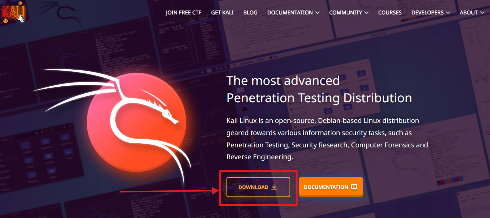 وب سایت کالی لینوکس ( برای دانلود iso )