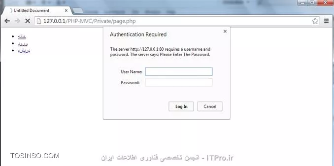 سلام به همگی دوستان، تو قسمت قبل یه توضیح کوتاه درباره MVC دادم و استارت برنامه وبمونو زدیم چندتا فایل هم ایجاد کردیم و رسیدیم به مبحث .htaccess ، خوب یه توضیح درباره این فایل میدم و بعد با این فایل نرم افزار Apache روی سرور تنظیم میکنیم .فایل .htaccess واسه کانفیگ سرورهایی کارایی داره که روی سرور ، Apache اجرا شده باشه و با این فایل میتونیم توابع و ویژگیهایی Apache فعال یا غیرفعال کنیم مثلا تغییر مسیر، محافظت از رمز عبور ، محدودیت IP و ... . زمانی که این فایل روی یه دایرکتوری میزاریم Apache به دنبال این فایل میگرده، پس باید این فایل به همین صورت یعنی .htaccess بنویسیم بدون چیزی کم یا زیاد . یه مثال میزنم، زمانی که برنامه وب ما به خاطر اشتباه کاربر یا برنامه نویس با خطا برخورد میکنه، Apache این خطا رو تو یه صفحه با شماره خطا و توضیح خطا به ما نشون میده و ما نمیخوایم هر وقت که با خطا روبرو میشیم این عمل صورت بگیره، حالا یا برنامه نویس صلاح میبینه که این خطا رو نشون بده با این تفاوت که خود برنامه نویس میاد یه صفحه خطا ایجاد میکنه و زمانی که خطا رخ میده صفحه خطایی که خودش تولید کرده بجای صفحه خطا Apache میزاره (یعنی مسیر URL تغییر میده) یا اینکه اصلا خطایی نمایش داده نمیشه، که این کار بوسیله ErrorDocument انجام میشه بصورت زیر.
<left>
ErrorDocument 401 http:////127.0.0.1//PHP-MVC//Index
<left>
خوب این کد باید توی فایل .htaccess بنویسیم، که در اینجا موقعی که خطای 401 رخ میده بجای نمایش صفحه خطا، برنامه Redirect (تغییر مسیر) میکنه به صفحه index برنامه و صفحه index نمایش داده میشه .خوب حالا واسه ابتدای کار یه فایل .htaccess توی پوشه اصلی برنامه وبمون میسازیم .نکته : زمانی که فایل .htaccess توی یه فولدر قرار میدیم هر تنطیمی که انجام داده باشیم روی فایل ها و زیرفولدرهای همان فولدر هم اعمال میشه . 
1) ErrorDocument : زمانی که خطا رخ میده کاربر به مسیر مورد نظر هدایت میکنه .
<left>
ErrorDocument 404 //error_pages//404.html
<left>
404 : موقعی که فایلی رو پیدا نمیکنه این خطا رخ میده .
403 : زمانی که خطای Forbidden رخ میده .
401 : Authorization Required
500 : Internal Server
400 : Bad request
2) Redirects : موقعی که بخوایم کاربر از یه مسیر به مسیر دیگه منتقل کنیم، مثلا قبلاً یه صفحه توی وب سایتمون داشتیم و بجای این صفحه یه صفحه جدید درست کردیم و حالا یه کاربری میخواد صفحه قدیمی باز کنه، با Redirects میتونیم کاربر به صفحه جدید انتقال بدیم .
<left>
Redirect //old_dir//  http:////www.yourdomain.com//new_dir//index.html
<left>
3)یکی از مهمترین کاربرد های فایل .htaccess قابلیت password protection (محافظت از رمزعبور) هست .
زمانی که میخوایم روی یه فولدر یا تعداد بیشتری فولدر رمزعبور بزاریم تا فقط افرادی که دارای رمز عبور هستند بتونن این فولدر باز کنن، این قابلیت بدرد بخور هست، بصورت زیر انجام میدیم .
یه مثال میزنم، من یه فولدر به نام private دارم که میخوام فقط یوزری بنام admin بتونه محتوای اونو ببینه . فعلا اگه بخوام این فولدر باز کنم راحت باز میشه .
||https://tosinso.com//files/get/2b033ea3-cd69-4bc9-b50e-f98fdb9ca9dd||
و یه فایل بنام page.php توی این فولدر ساختم که در واقع میخوایم از این فایل محافظت کنم .
||https://tosinso.com//files/get/7284314e-ff1b-4154-9599-67f29cf71dd1||
کد page.php:
||https://tosinso.com//files/get/1184c1db-f1d7-4354-a2c5-9e19194e397b||
ادامه کد:
||https://tosinso.com//files/get/d251f989-557d-466e-b829-82c8d24e4f98||
توی تگ style کدهای css هست (اگه شد بعداً  یه مقدار css هم توضیح میدم) و ادامه کد هم که آسونه چیزی نداره (دو تا label , textbox و یه button گذاشتم) .
خوب حالا میریم سر کدهای htaccess:
یه فایل بنام .htaccess توی فولدر private میسازیم که این فایل وظیفه محافظت از فولدر داره تا کاربرای دیگه (به غیر از کاربری با نام admin) نتونن توی فولدر ببینن . 
||https://tosinso.com//files/get/c69b4207-68d2-4ced-8b9e-cf3ecc0ea67c||
AuthType : نوع تشخیص هویت معلوم میکنه و ما اینجا basic براش ست کردیم چون داریم از احراز هویت http استفاده میکنیم .
AuthName : یه متن هست که توی صفحه ای که میخواییم رمزعبور وارد کنیم نمایش داده میشه (توی عکس معلومه)
AuthUserFile : مسیر فایل محتوای رمزعبور و نام کاربری (توصیه میشه فایل محتوای رمزعبور و نام کاربری توی فولدر برنامه وب نباشه، خارج از فلودرهای برنامه باشه)
require valid-user : یعنی فقط کاربرای مجاز محتویات این فولدر میبینند .
و حالا یه فایل دیگه هم میسازیم به نام .htpasswd و توش رمز عبور و نام کاربری هرکسی که میخوایم به این فولدر دسترسی داشته باشه، قرار میدیم (در اینجا ما فقط به admin اجازه دادیم)
<left>
username:password
<left>
اگه خواستید به چند نفر اجازه بدید این فولدر ببینن باید username و password ها رو زیر هم بنویسید اینجوری :
<left>
username:password
username:password
username:password
<left>
توی فایل .htpasswd میشه رمز عبور encrypt ذخیره کرد یا هم بصورت معمولی رمز عبور دخیره کنیم، اگه خواستید رمزعبورتون encrypt کنید برید توی این سایت :
<left>
http:////www.htaccesstools.com//htpasswd-generator
<left>
خوب من رمزعبور خودمو encrypt کردم و گذاشتم توی فایل .htpasswd :
||https://tosinso.com//files/get/3cd686d4-e136-4ba8-8503-f62e2149903d||
و حالا موقعی که میخواییم وارد page.php بشیم از ما نام کاربری و رمزعبور میپرسه .
||https://tosinso.com//files/get/551497ca-877e-4724-9482-3f54de0cfd12||
اگه روی دکمه cancel کلیک کنم این صفحه برام نشون داده میشه
||https://tosinso.com//files/get/9dcaebd7-12ce-40ea-8128-ca3f5143a348||
اگه رمزعبور یا نام کاربری غلط وارد کنم دوباره ازم نام کاربری و رمزعور میپرسه و اگه هم درست وارد کنم که صفحه ای که میخوایم برامون باز میکنه 
||https://tosinso.com//files/get/405eddde-ab98-4a5a-80f3-b943ee915c90||

اومیدوارم از این قسمت هم استفاده لازم برده باشید . توی قسمت بعدی ادامه مباحث htaccess توضیح میدم .

نویسنده : مهدی رزمجویی
منبع : |جزیره طراحی و توسعه وب وب سایت توسینسو::https://tosinso.com/web|
هرگونه نشر و کپی برداری بدون ذکر منبع و نام نویسنده دارای اشکال اخلاقی می باشد