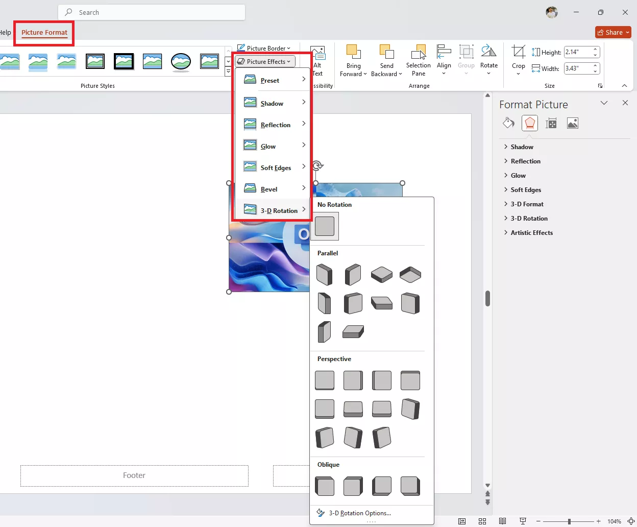 افکت تصاویر در پاورپوینت